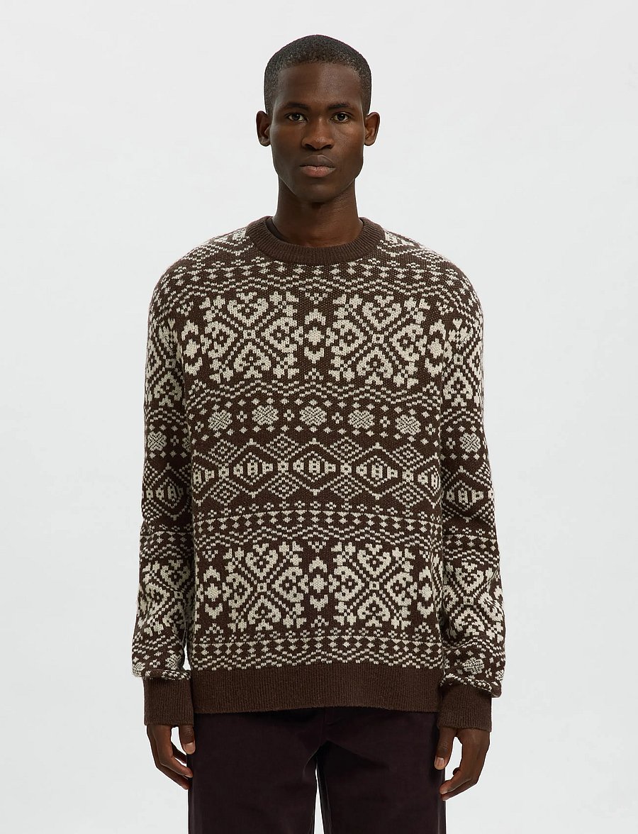 Selected - SLHHOLGER LS KNIT JAQUARD CREW NECK - rundhals - delicioso - 0