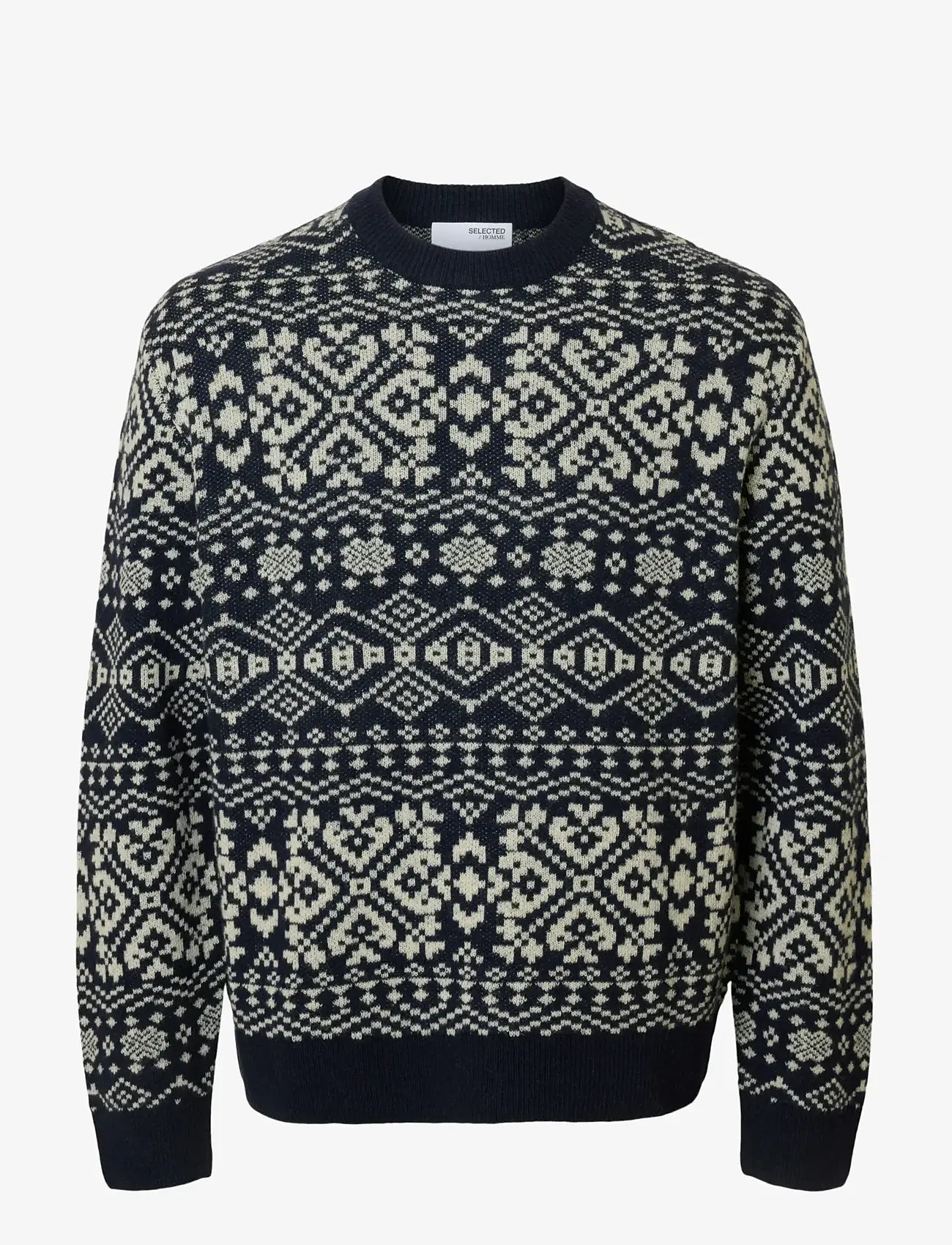 Selected - SLHHOLGER LS KNIT JAQUARD CREW NECK - rund hals - sky captain - 1