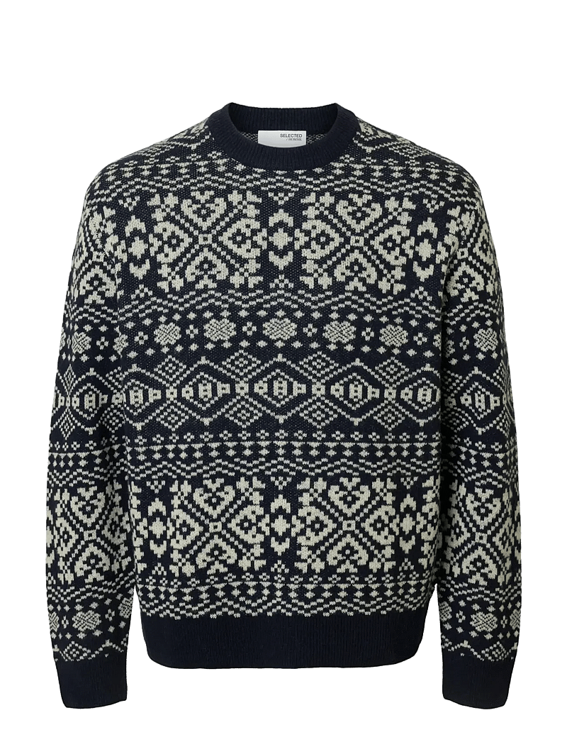 Selected - SLHHOLGER LS KNIT JAQUARD CREW NECK - rund hals - sky captain - 1