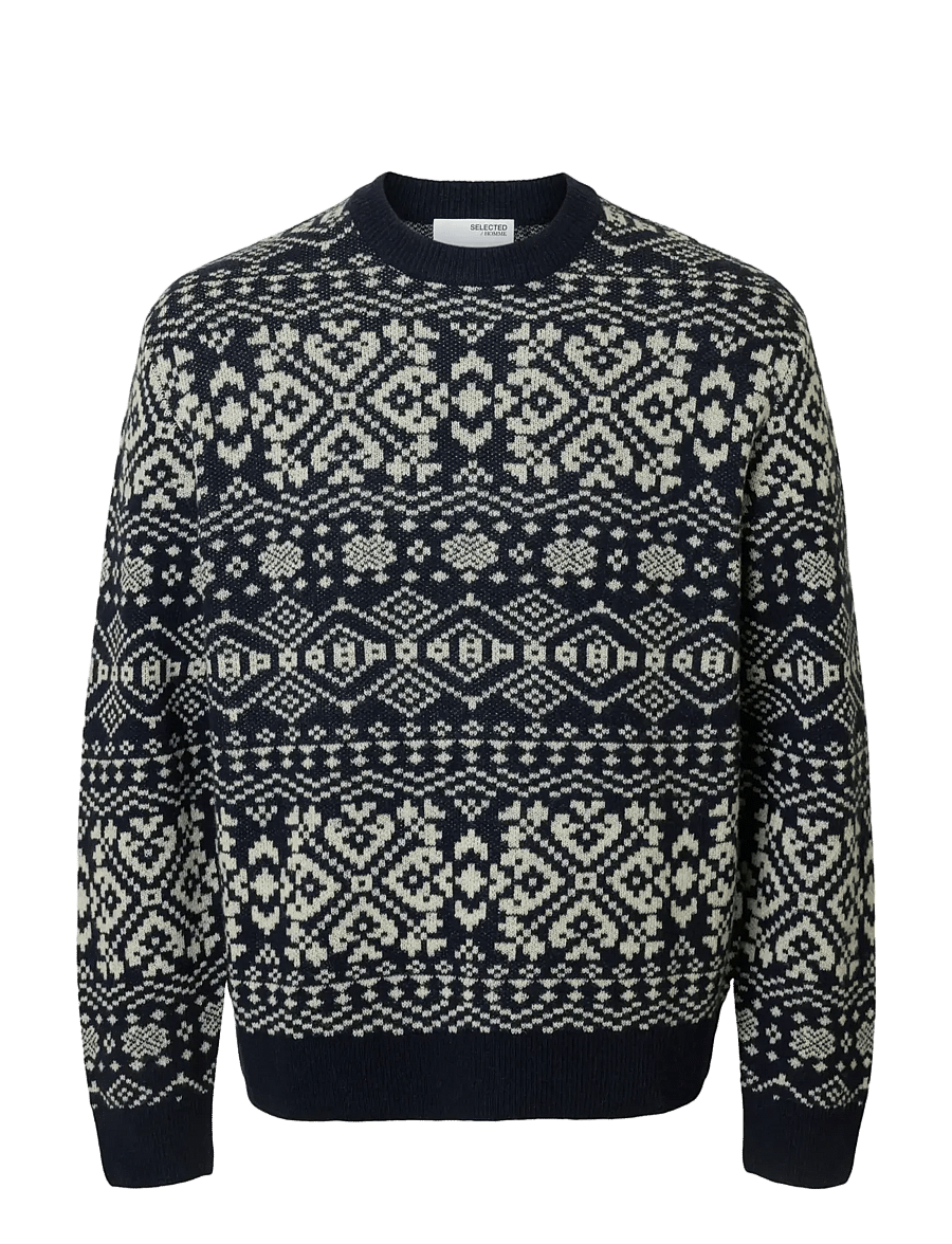 Selected - SLHHOLGER LS KNIT JAQUARD CREW NECK - rundhals - sky captain - 1