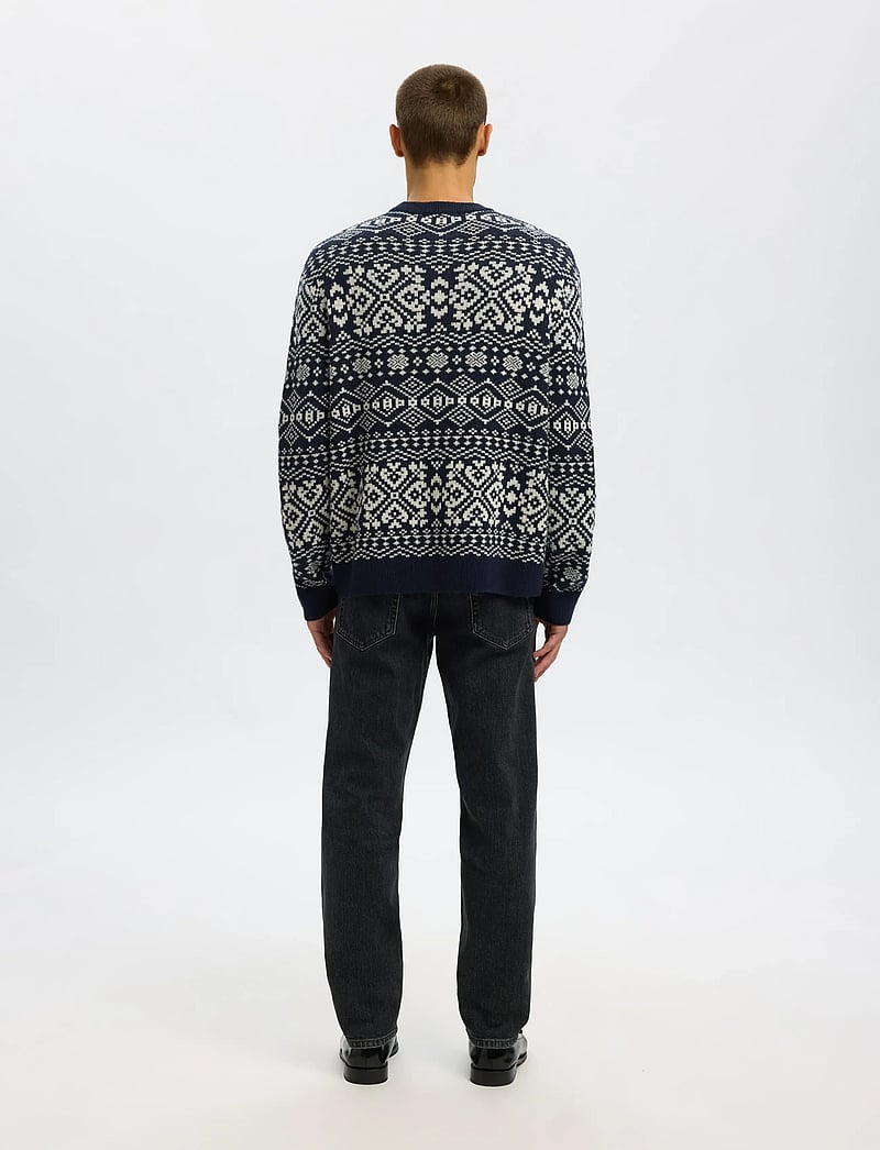 Selected - SLHHOLGER LS KNIT JAQUARD CREW NECK - rund hals - sky captain - 2