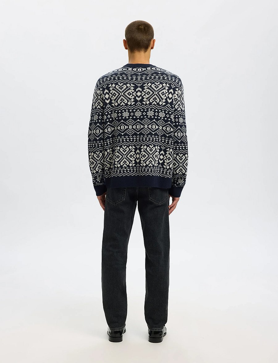 Selected - SLHHOLGER LS KNIT JAQUARD CREW NECK - rundhals - sky captain - 2