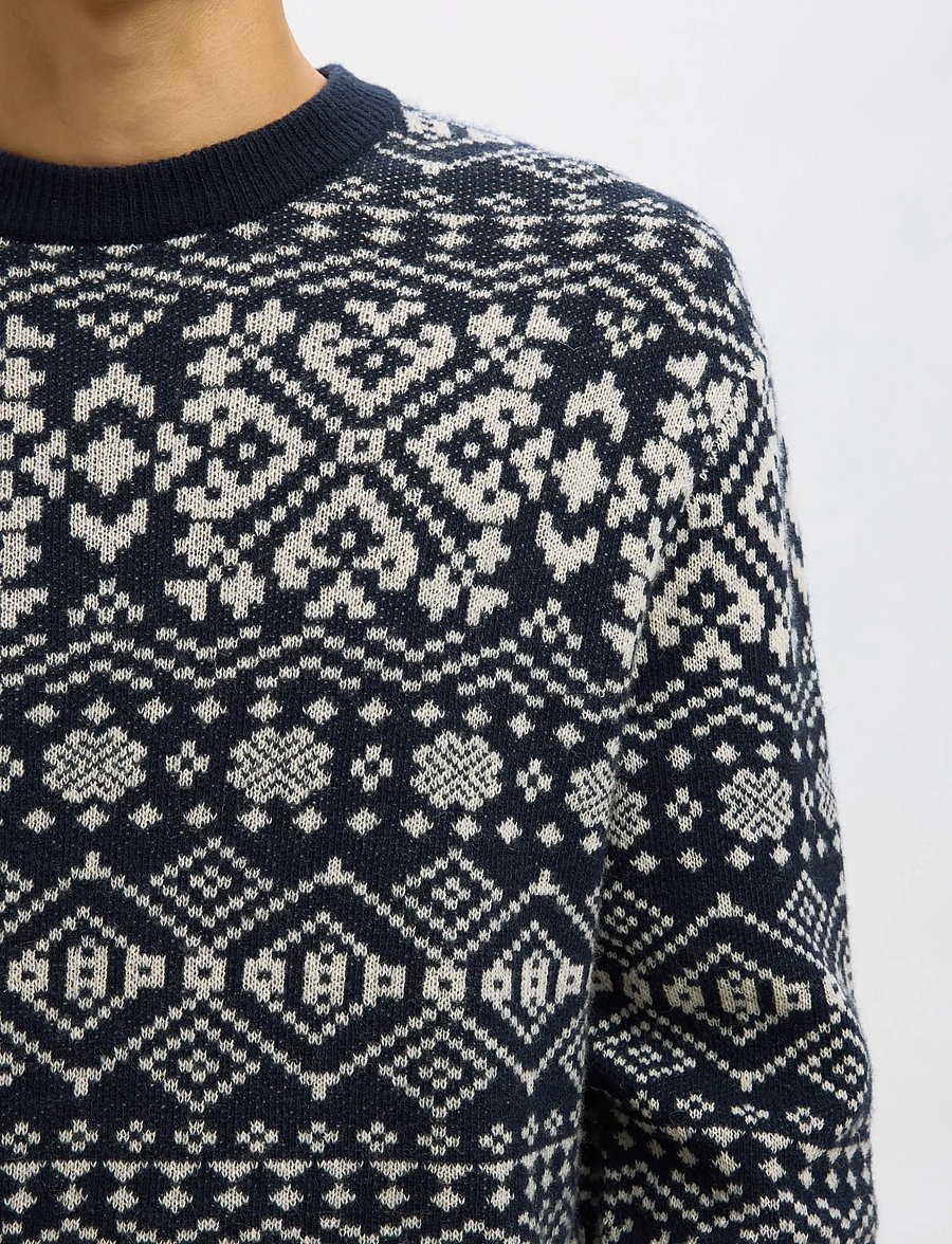 Selected - SLHHOLGER LS KNIT JAQUARD CREW NECK - rundhals - sky captain - 4