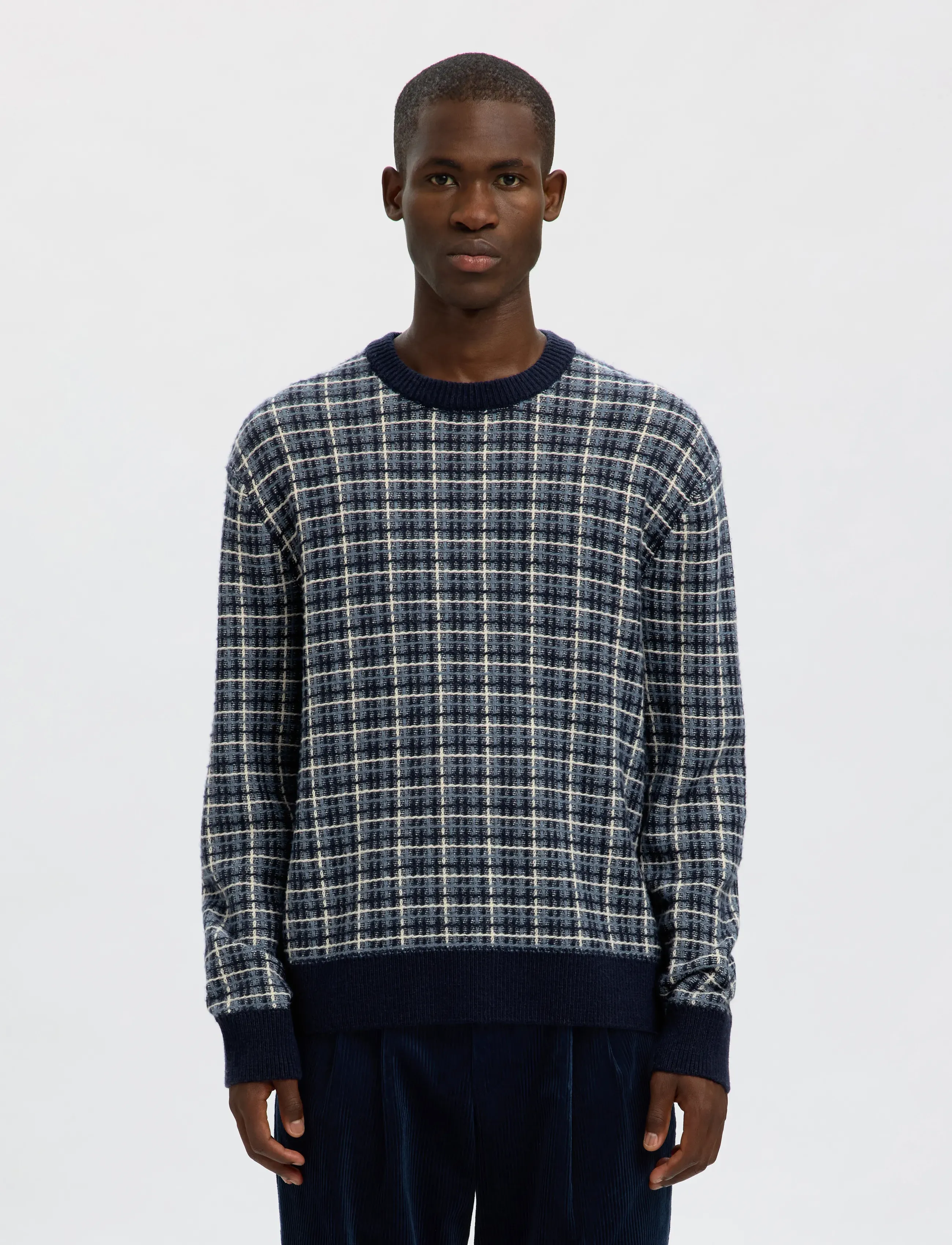 Selected SLHMIKOLAS LS KNIT RELAXED CREW NECK - Kollektionen - SKY CAPTAIN / multi