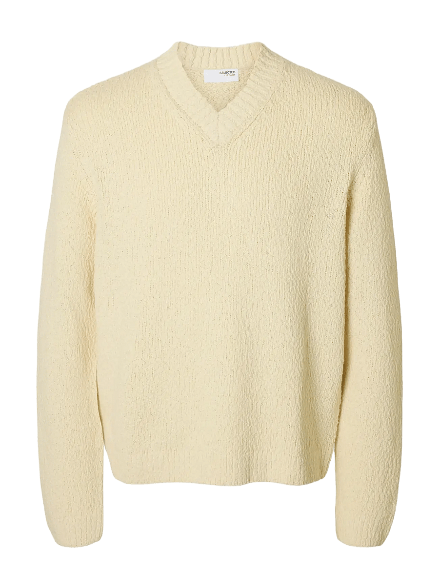 Selected - SLHANGUS LS KNIT RELAXED V-NECK - v-hals - angora - 1