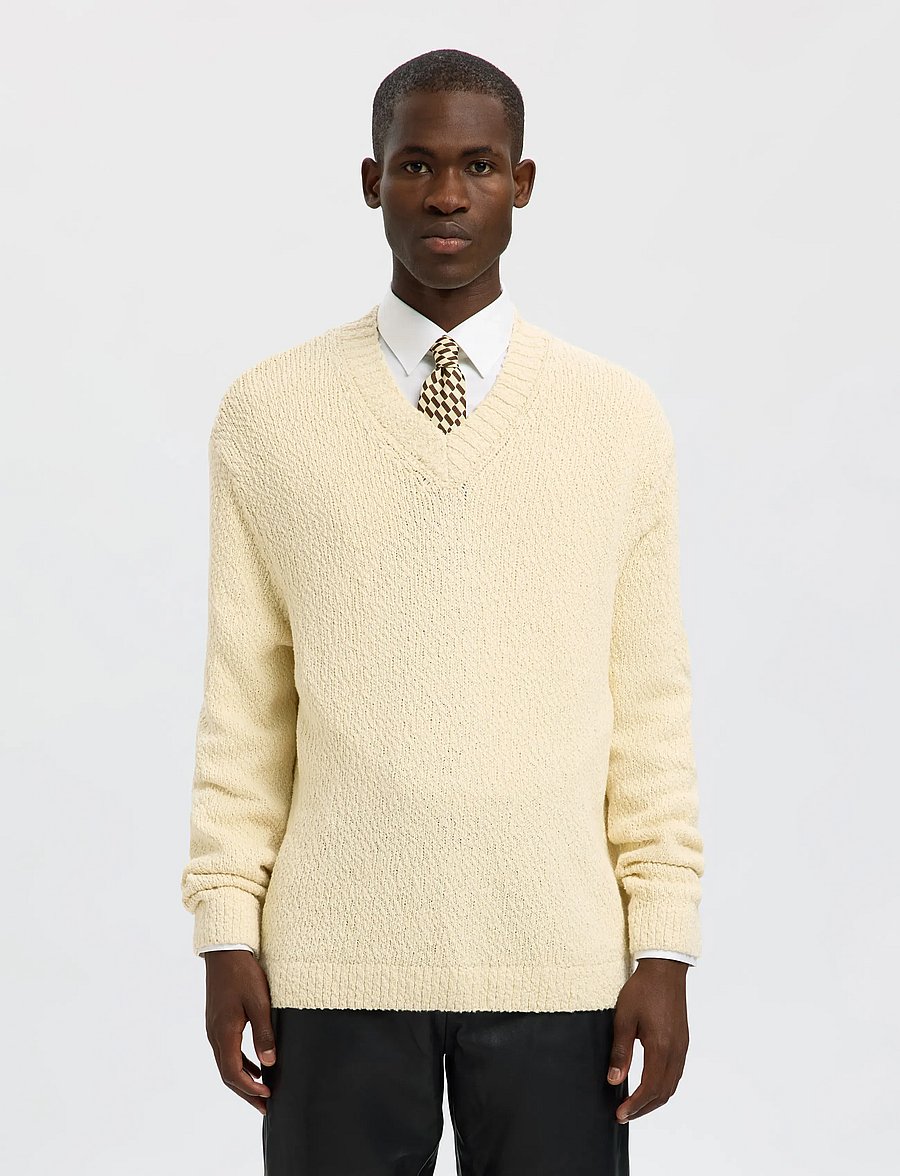 Selected - SLHANGUS LS KNIT RELAXED V-NECK - v-hals - angora - 0