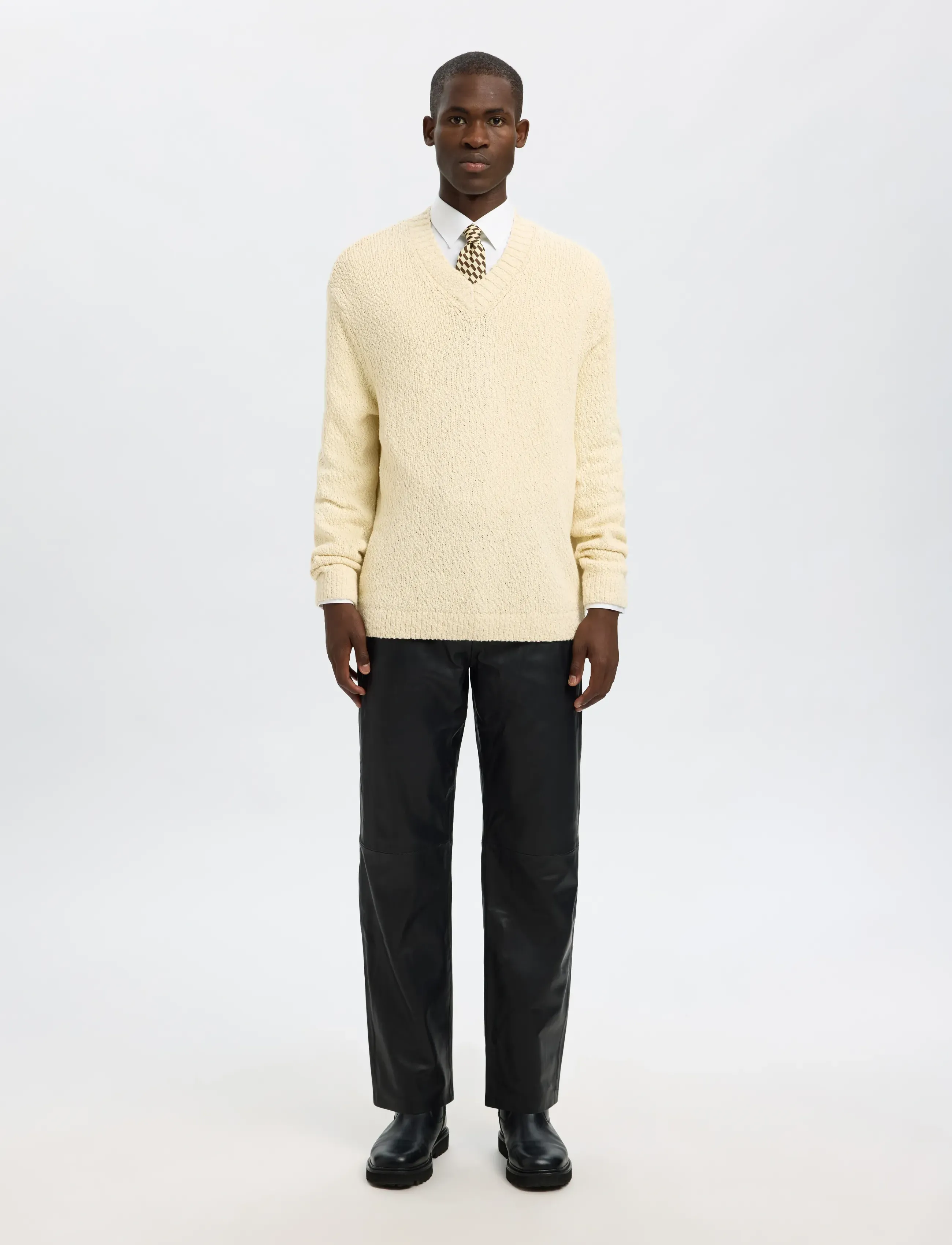 Selected - SLHANGUS LS KNIT RELAXED V-NECK - v-kaelusega kudumid - angora - 3
