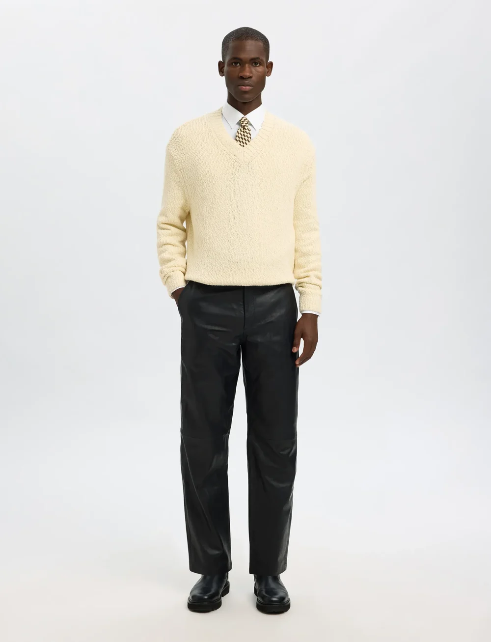 Selected - SLHANGUS LS KNIT RELAXED V-NECK - v-ausschnitt - angora - 5