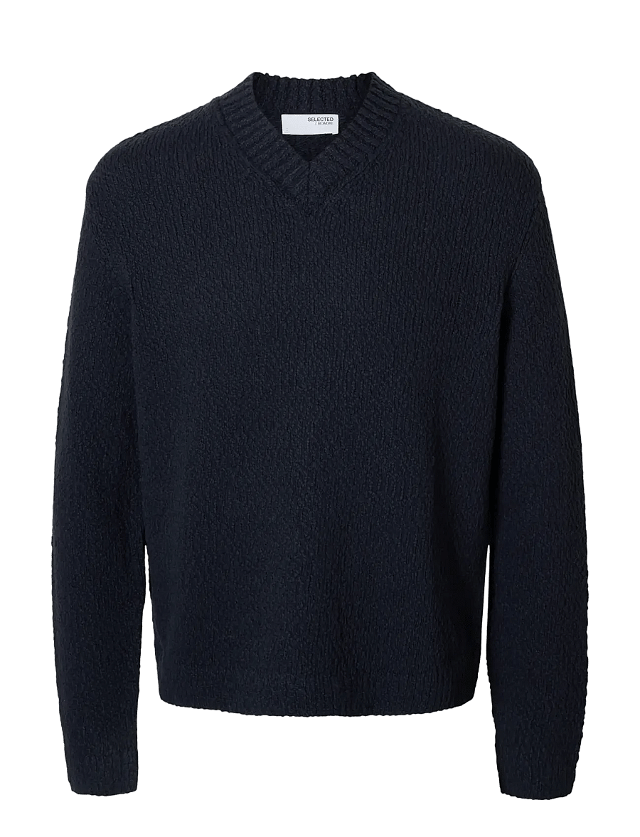 Selected - SLHANGUS LS KNIT RELAXED V-NECK - v-ausschnitt - sky captain - 1