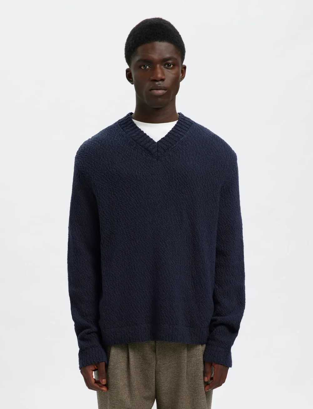 Selected - SLHANGUS LS KNIT RELAXED V-NECK - v-ringat - sky captain - 0