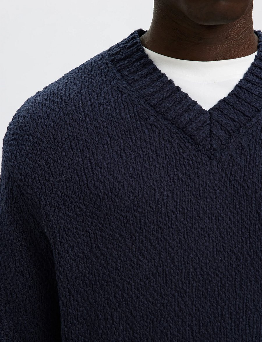 Selected - SLHANGUS LS KNIT RELAXED V-NECK - v-ausschnitt - sky captain - 3