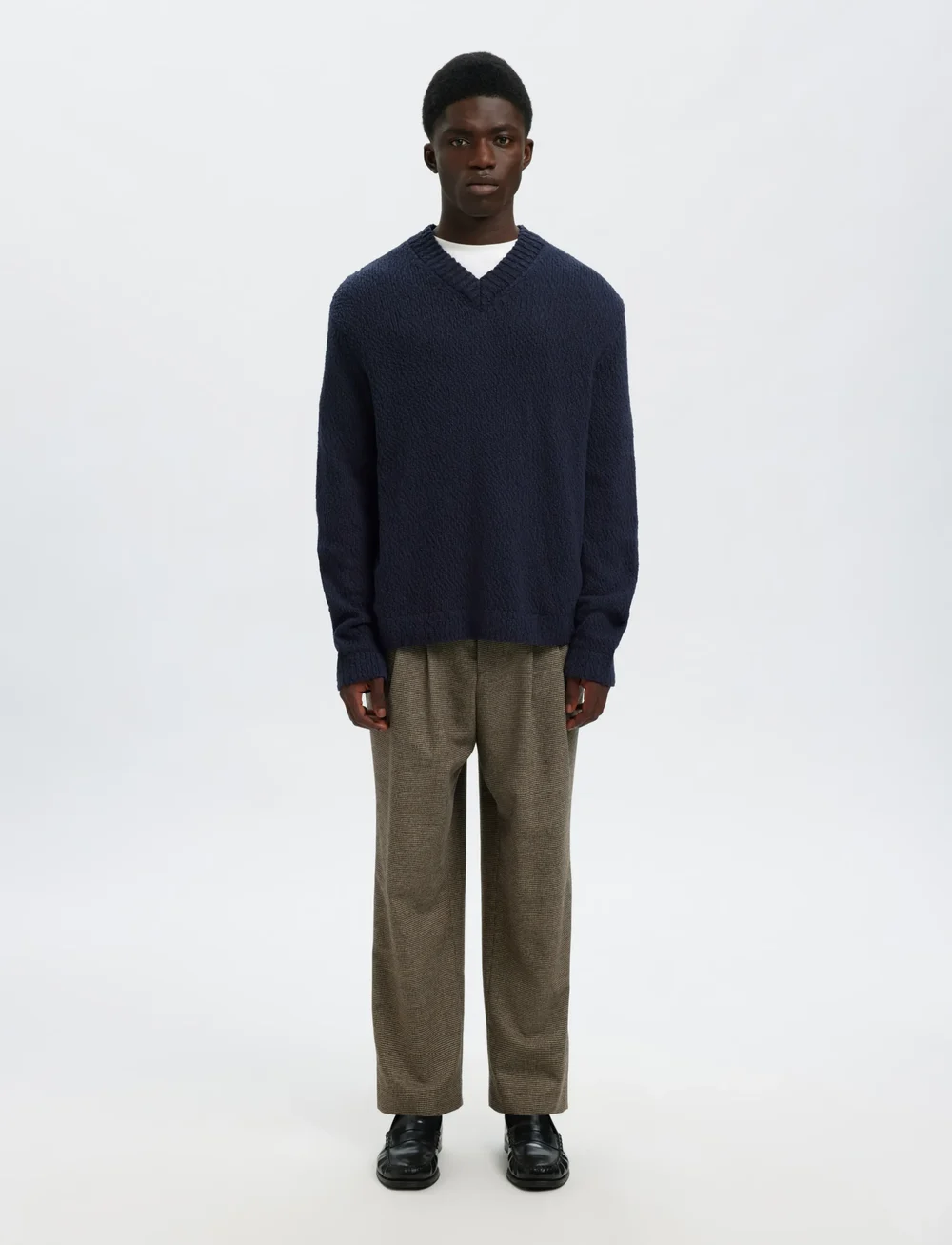 Selected - SLHANGUS LS KNIT RELAXED V-NECK - v-ringat - sky captain - 4