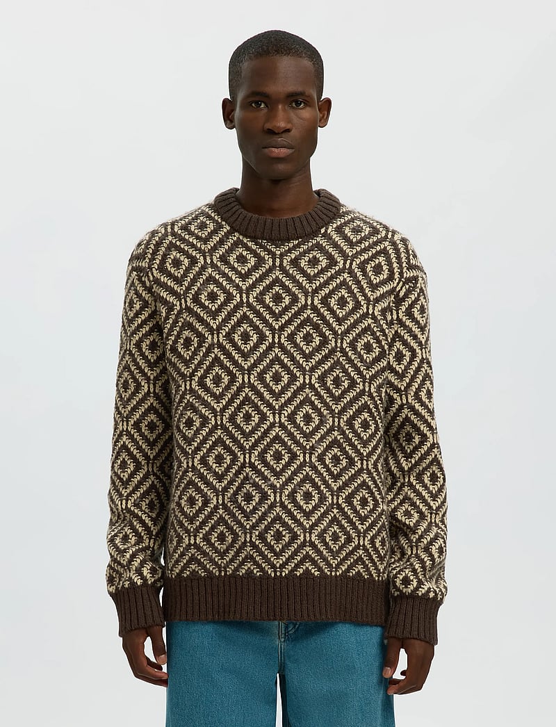Selected - SLHREMI LS KNIT RELAXED CREW NECK - Ümmarguse kaelusega kudumid - delicioso - 0