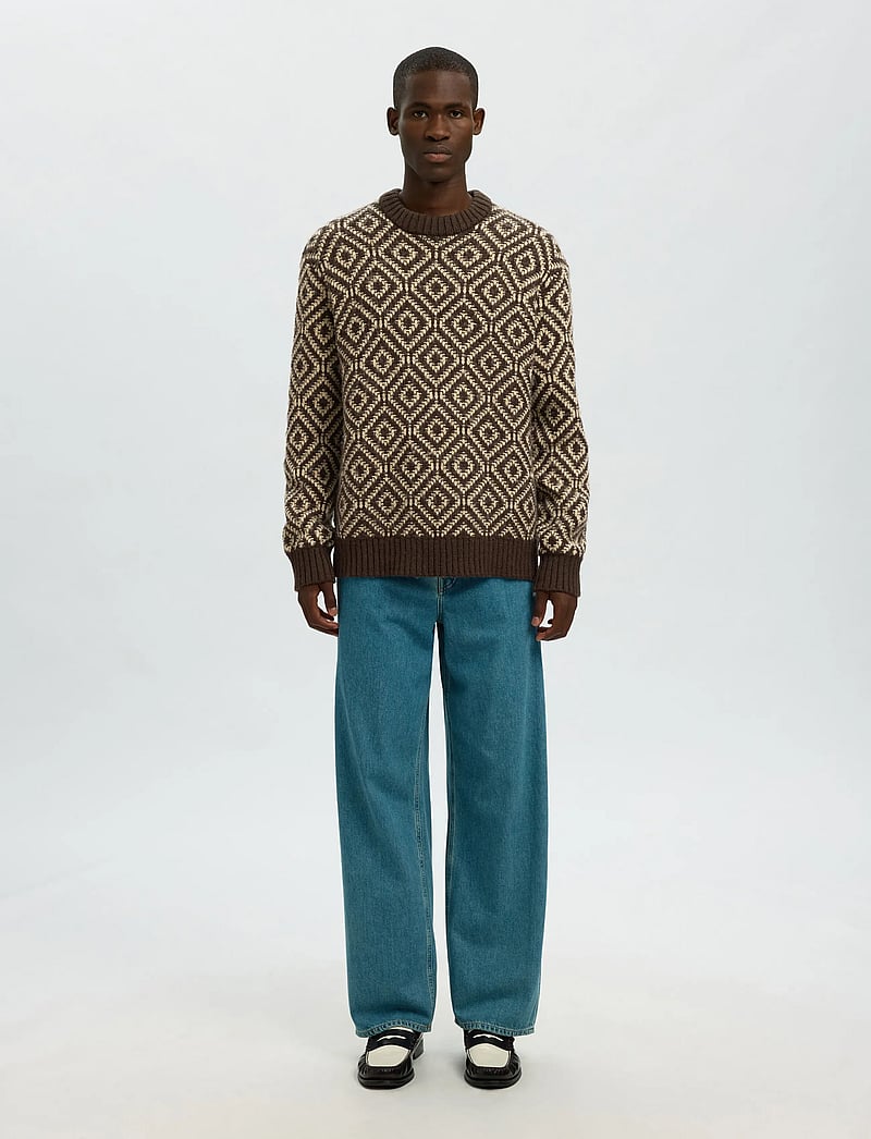 Selected - SLHREMI LS KNIT RELAXED CREW NECK - Ümmarguse kaelusega kudumid - delicioso - 3
