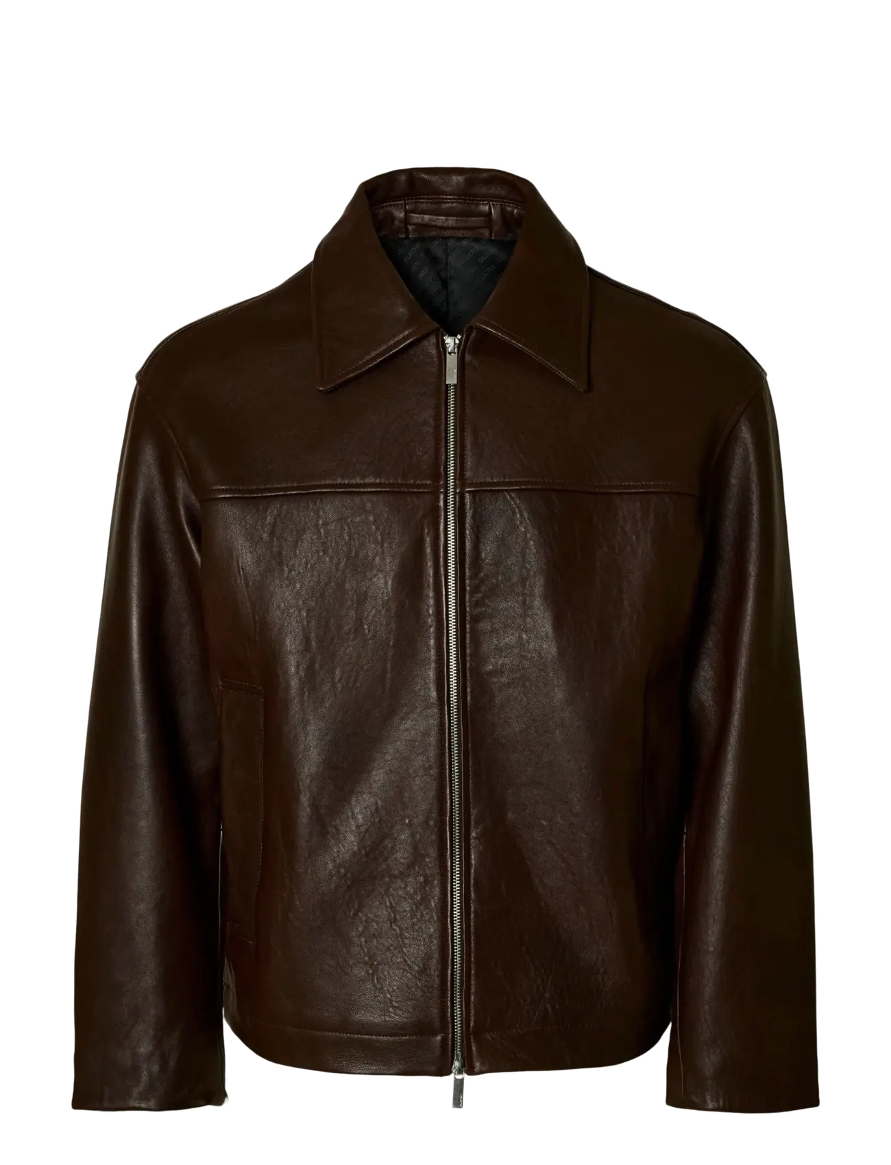 SLHNOAH LEATHER BLOUSON - DEMITASSE