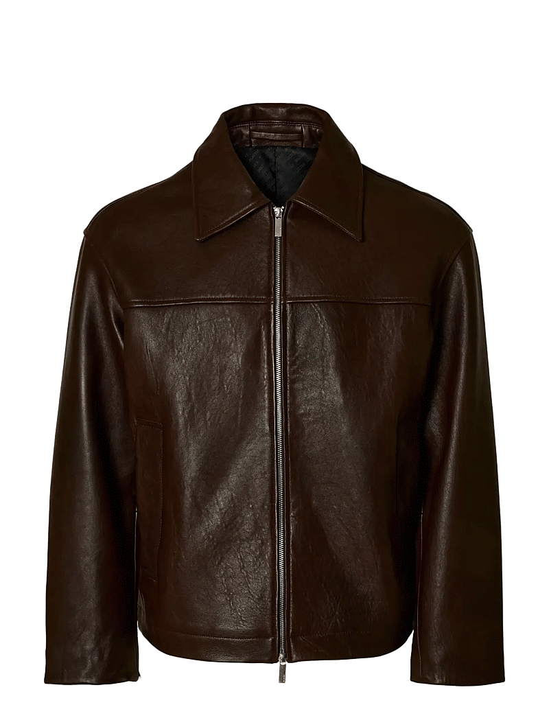 Selected - SLHNOAH LEATHER BLOUSON - fall jackets - demitasse - 1