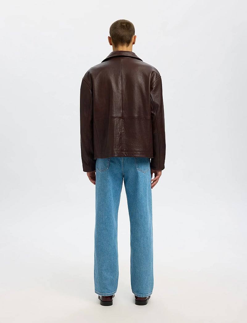 Selected - SLHNOAH LEATHER BLOUSON - fall jackets - demitasse - 2