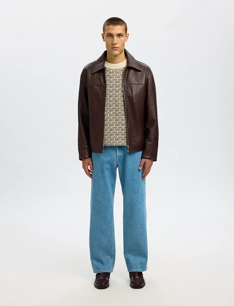 Selected - SLHNOAH LEATHER BLOUSON - fall jackets - demitasse - 3