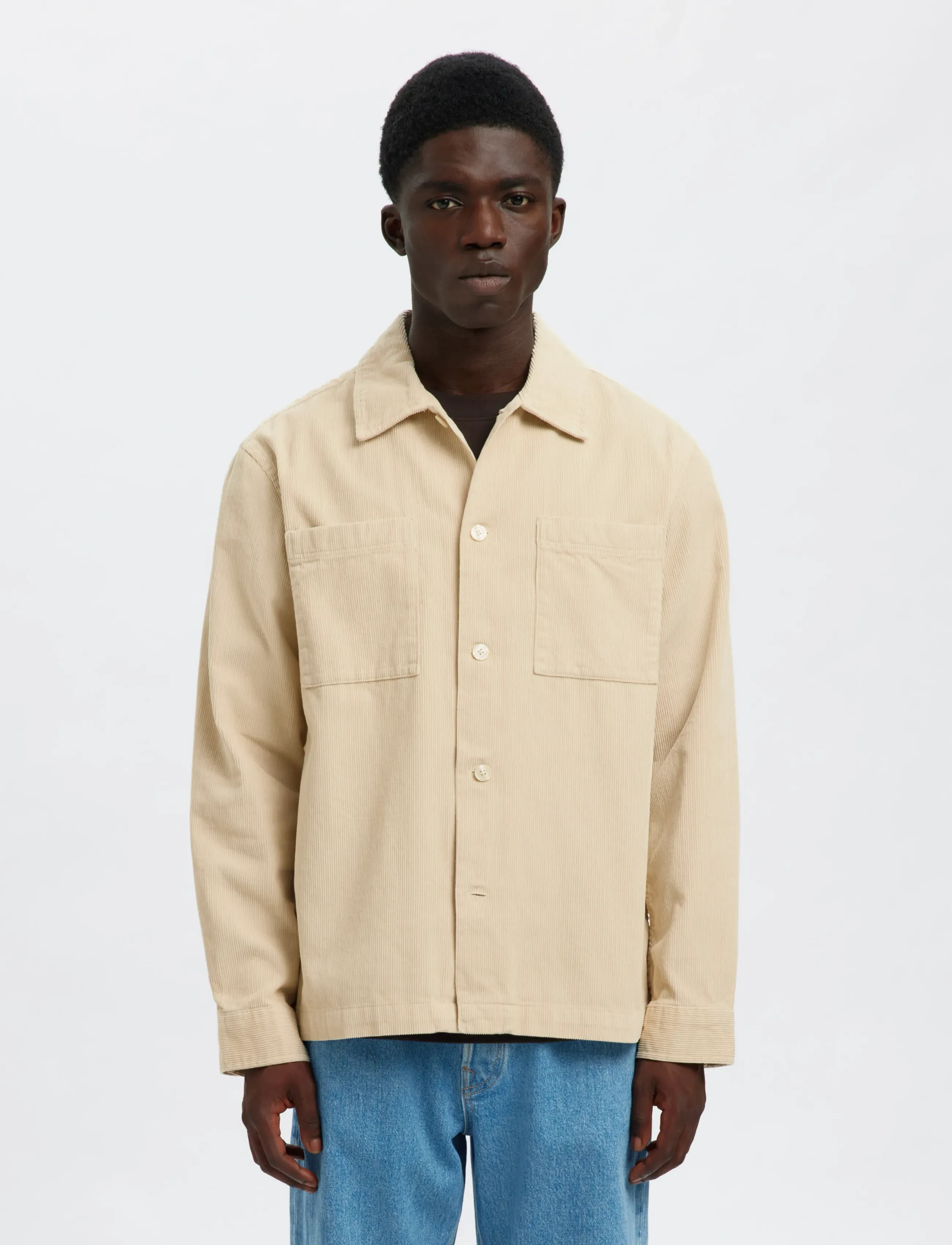 Selected SLHREGTATE CORD OVERSHIRT - Kollektionen - OATMEAL / beige
