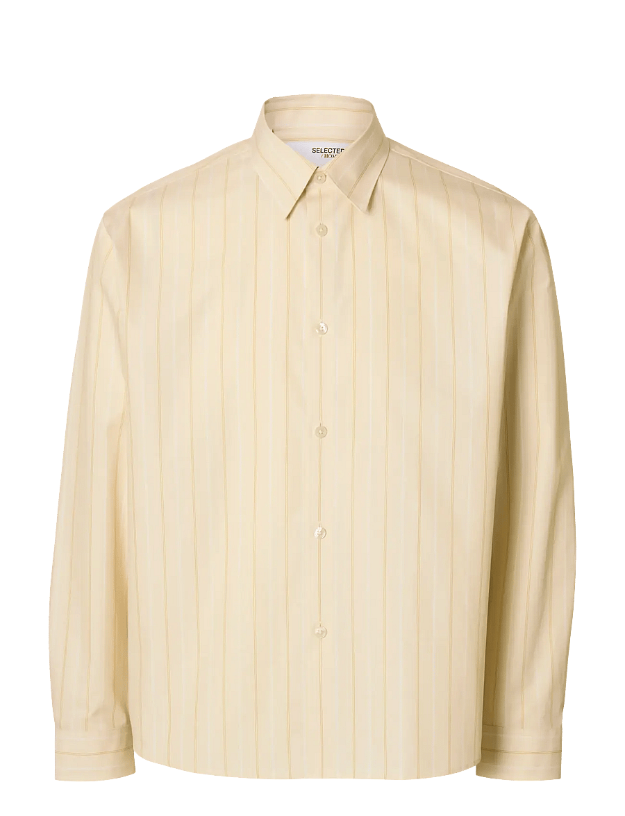 Selected - SLHCTMBEN STRIPE LS SHIRT - stribede skjorter - angora - 0