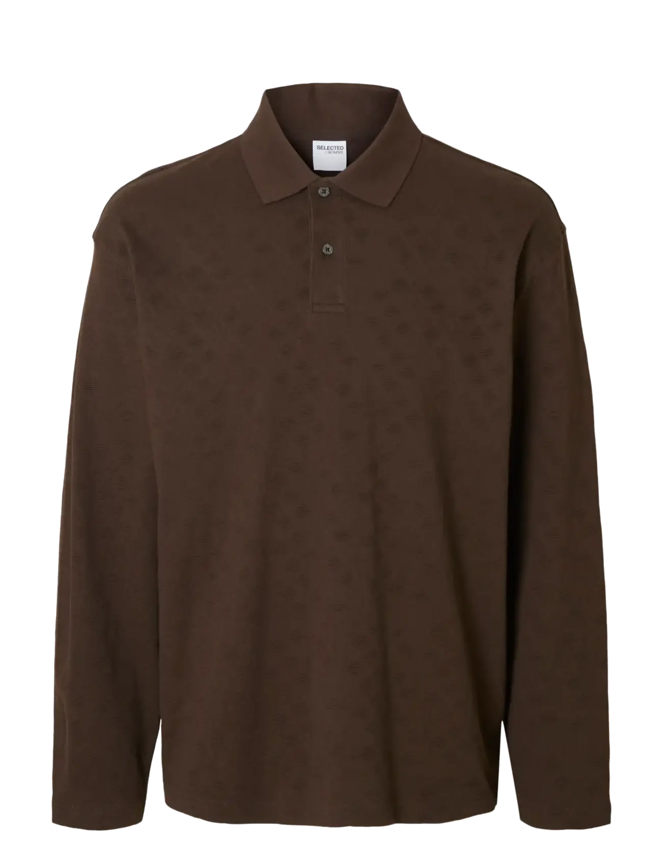 Selected SLHRELAXPAUL JACQUARD LS POLO - Stickade pikéer - DELICIOSO / brown