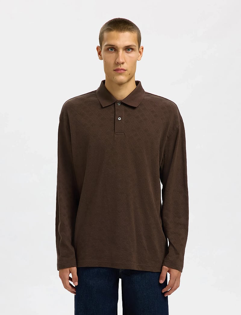 Selected - SLHRELAXPAUL JACQUARD LS POLO - gestrickte polohemden - delicioso - 0