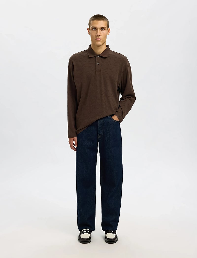 Selected - SLHRELAXPAUL JACQUARD LS POLO - gestrickte polohemden - delicioso - 3