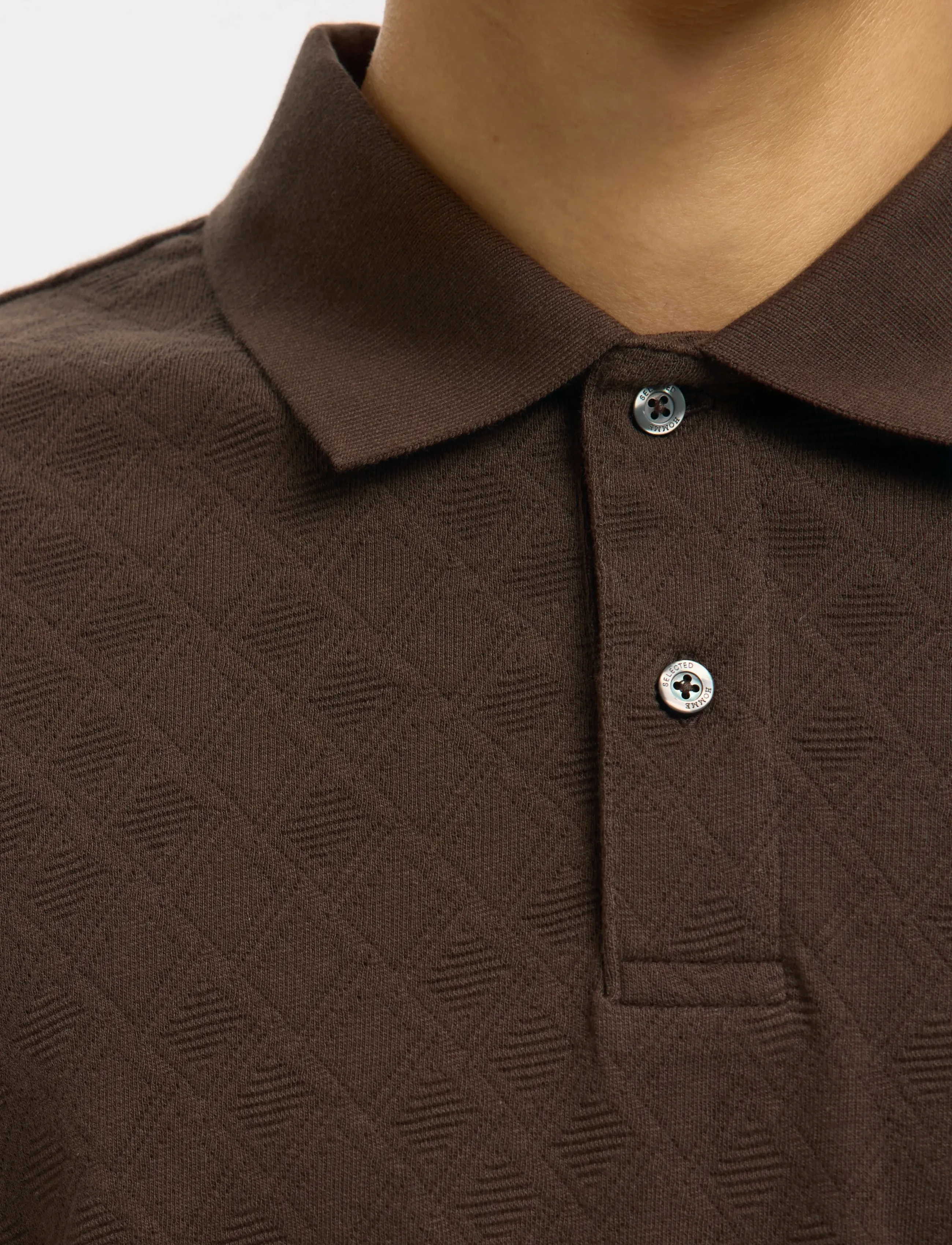 Selected - SLHRELAXPAUL JACQUARD LS POLO - langärmelige gestrickte polohemden - delicioso - 4