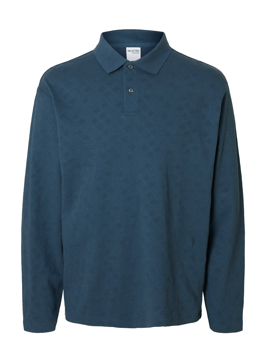 Selected - SLHRELAXPAUL JACQUARD LS POLO - langärmelige strick-polohemden - key largo - 0