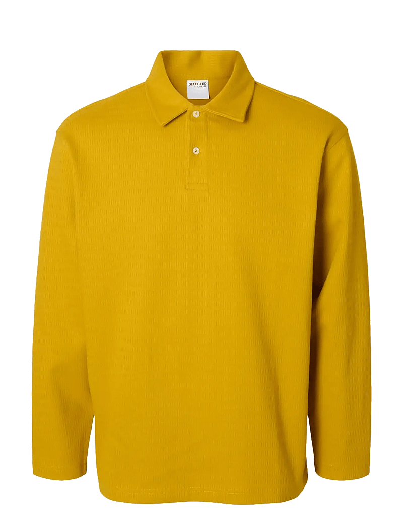 Selected - SLHRELAXHENRY LS POLO - gestrickte polohemden - gold flake - 1