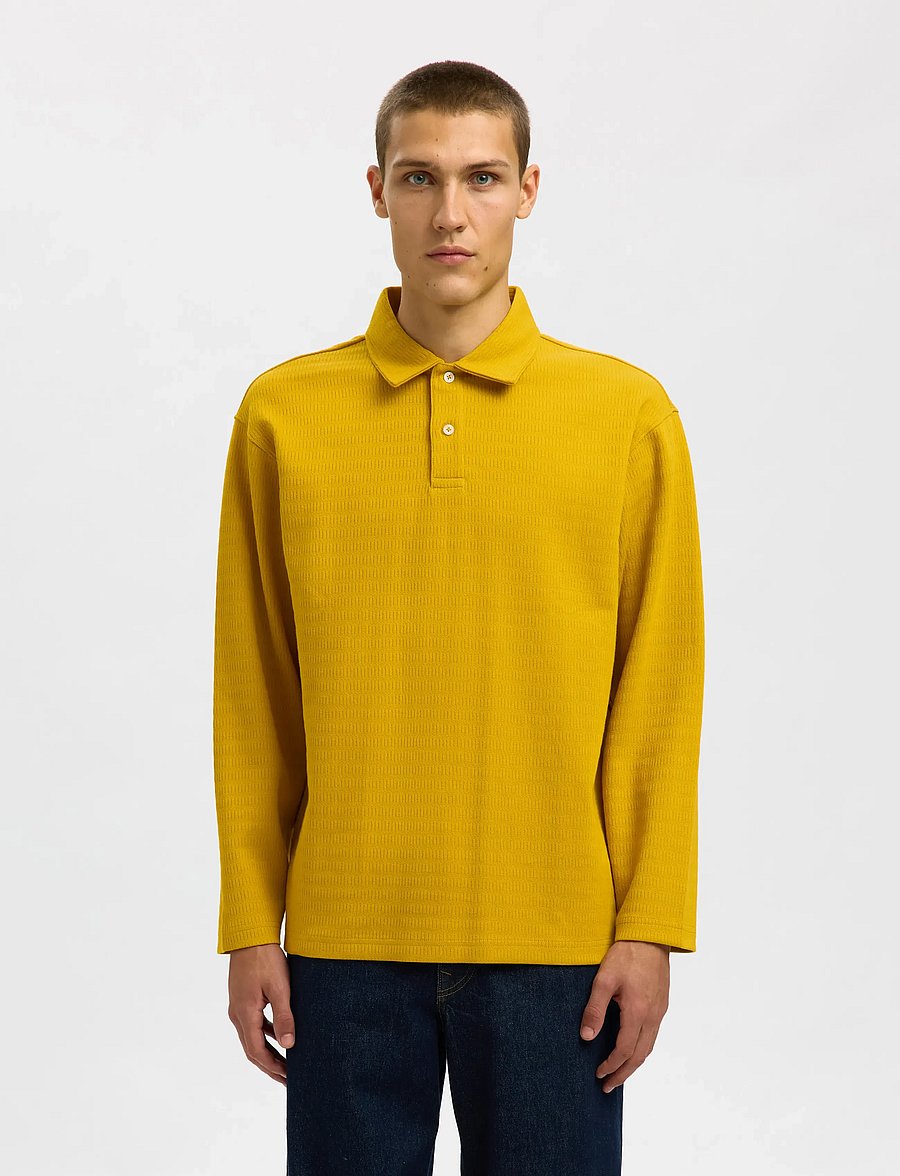 Selected - SLHRELAXHENRY LS POLO - pikkade varrukatega kootud polod - gold flake - 0