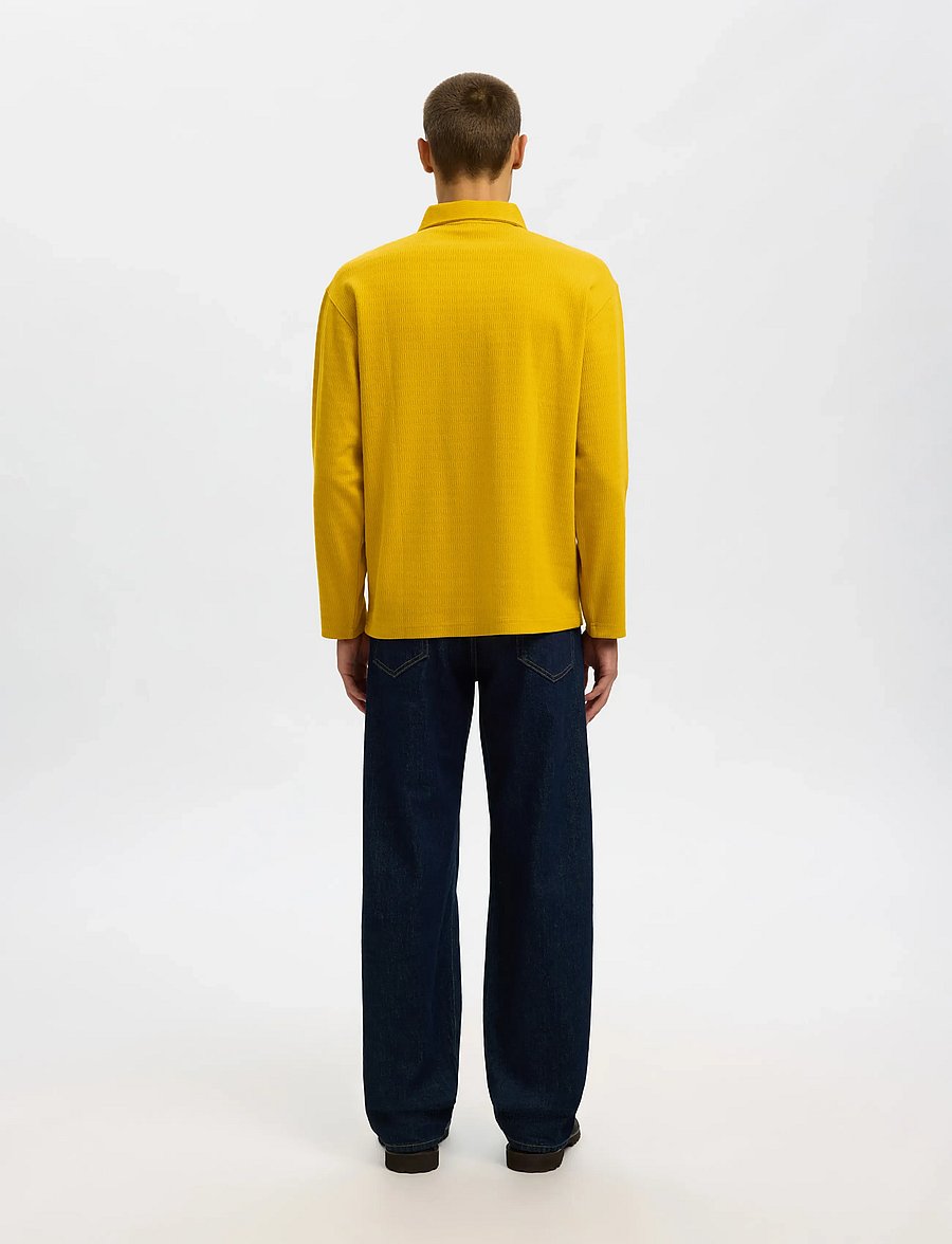 Selected - SLHRELAXHENRY LS POLO - pikkade varrukatega kootud polod - gold flake - 2