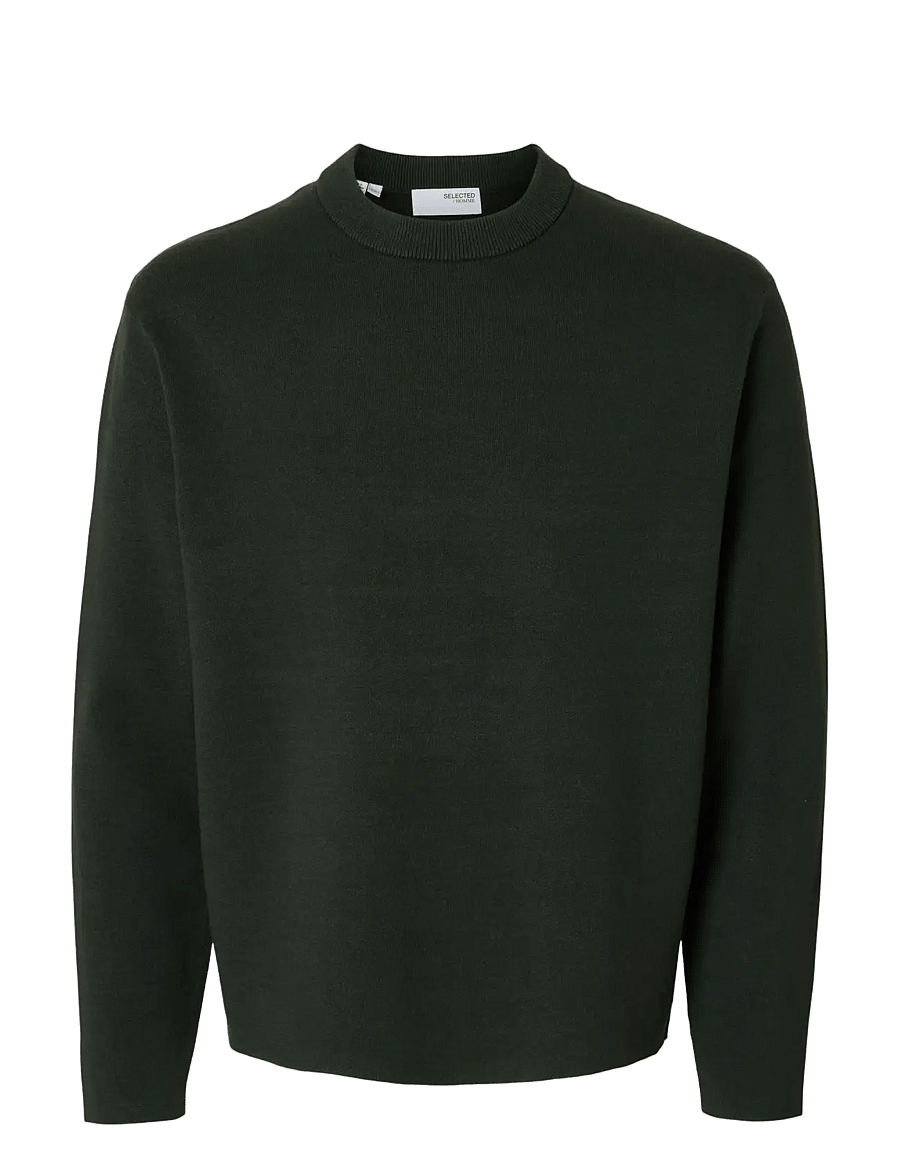 Selected - SLHTELLER FN RELAXED CREW NECK NOOS - rundhals - deep forest - 1