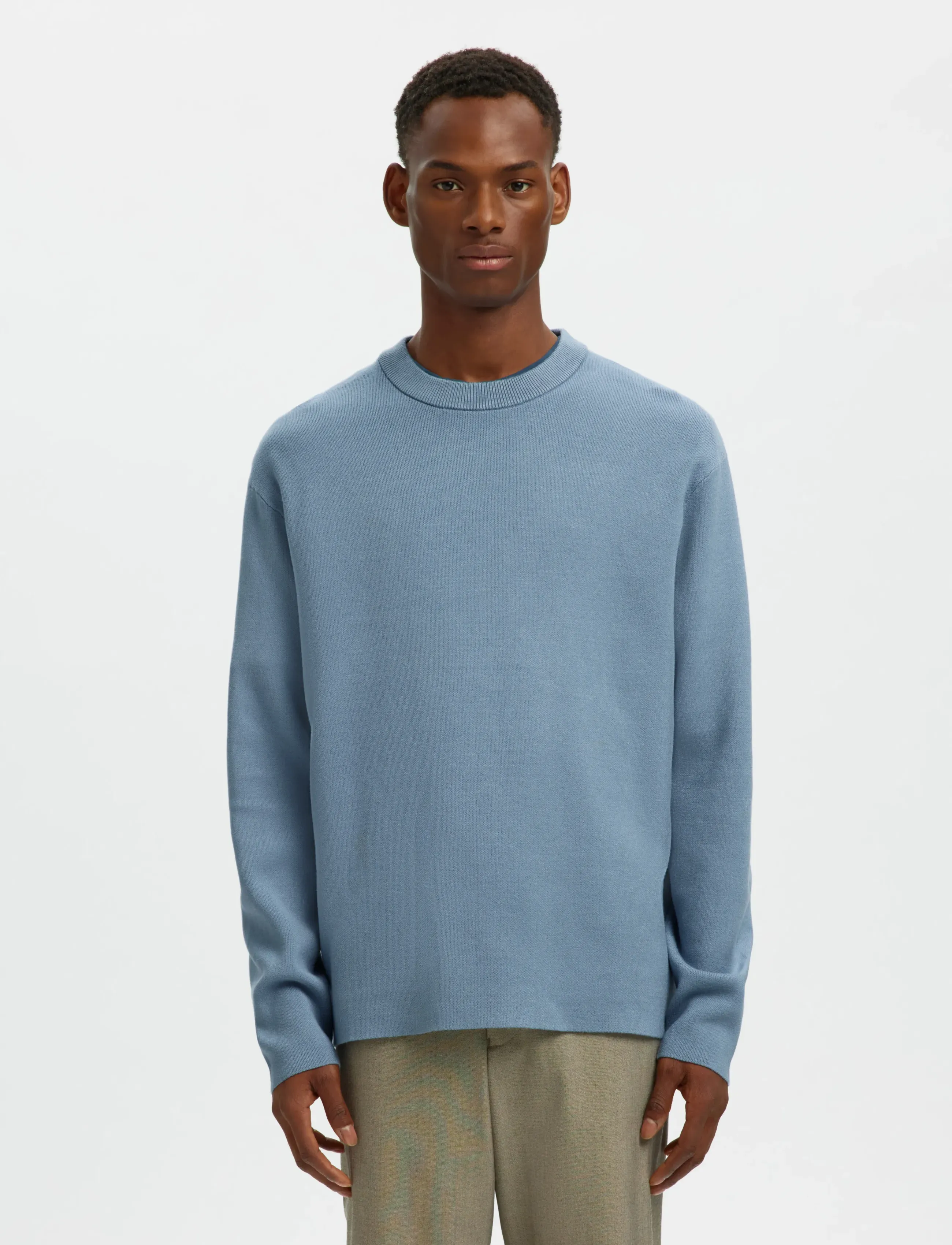 Selected SLHTELLER FN RELAXED CREW NECK NOOS - Kollektionen - DUSTY BLUE / blue