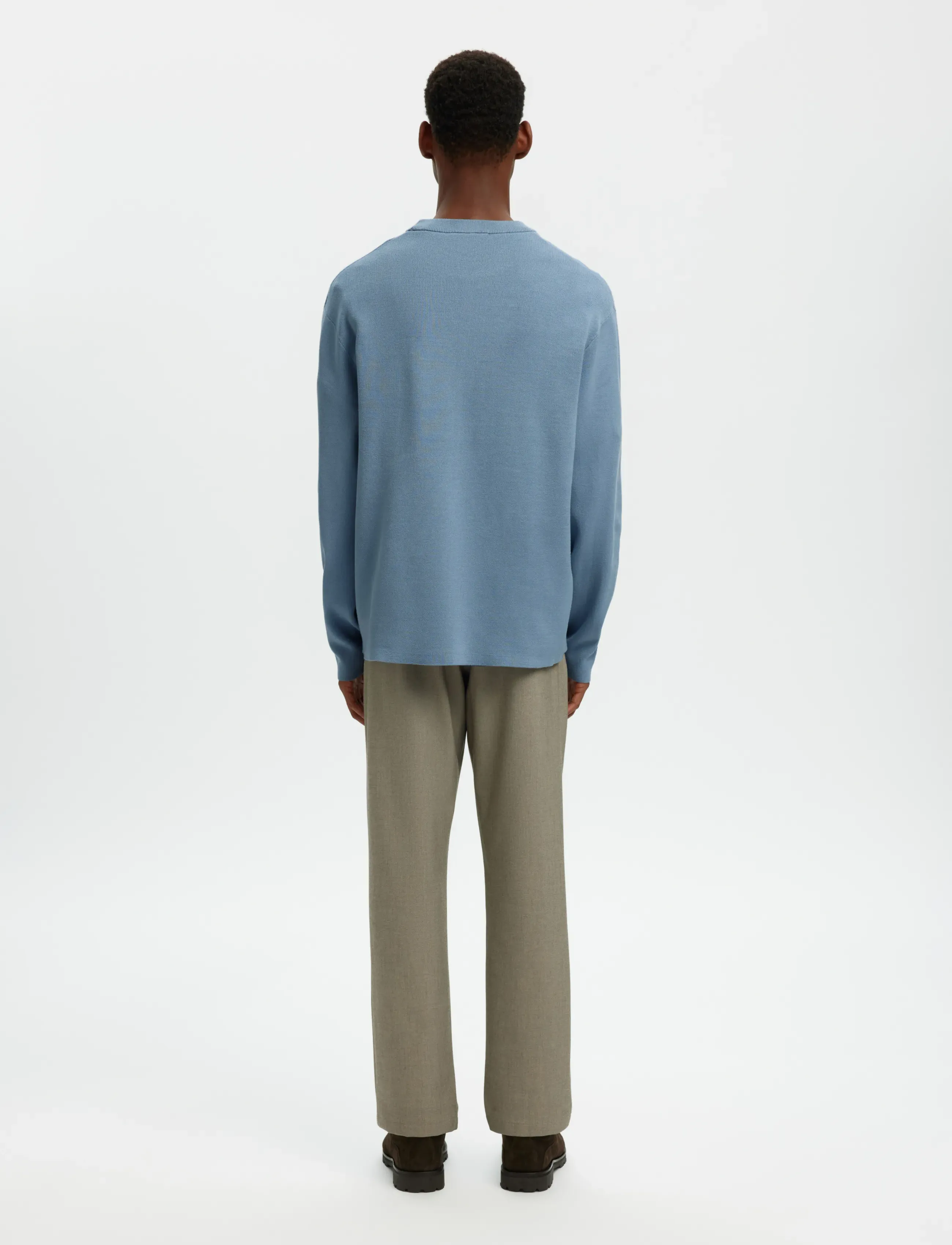 Selected - SLHTELLER FN RELAXED CREW NECK NOOS - rund hals - dusty blue - 2