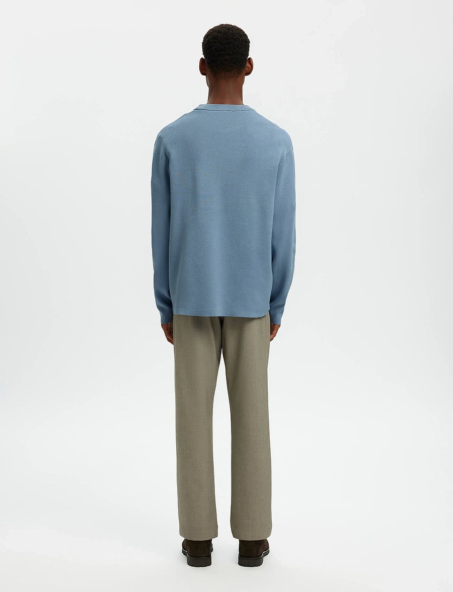Selected - SLHTELLER FN RELAXED CREW NECK NOOS - rundhals - dusty blue - 2