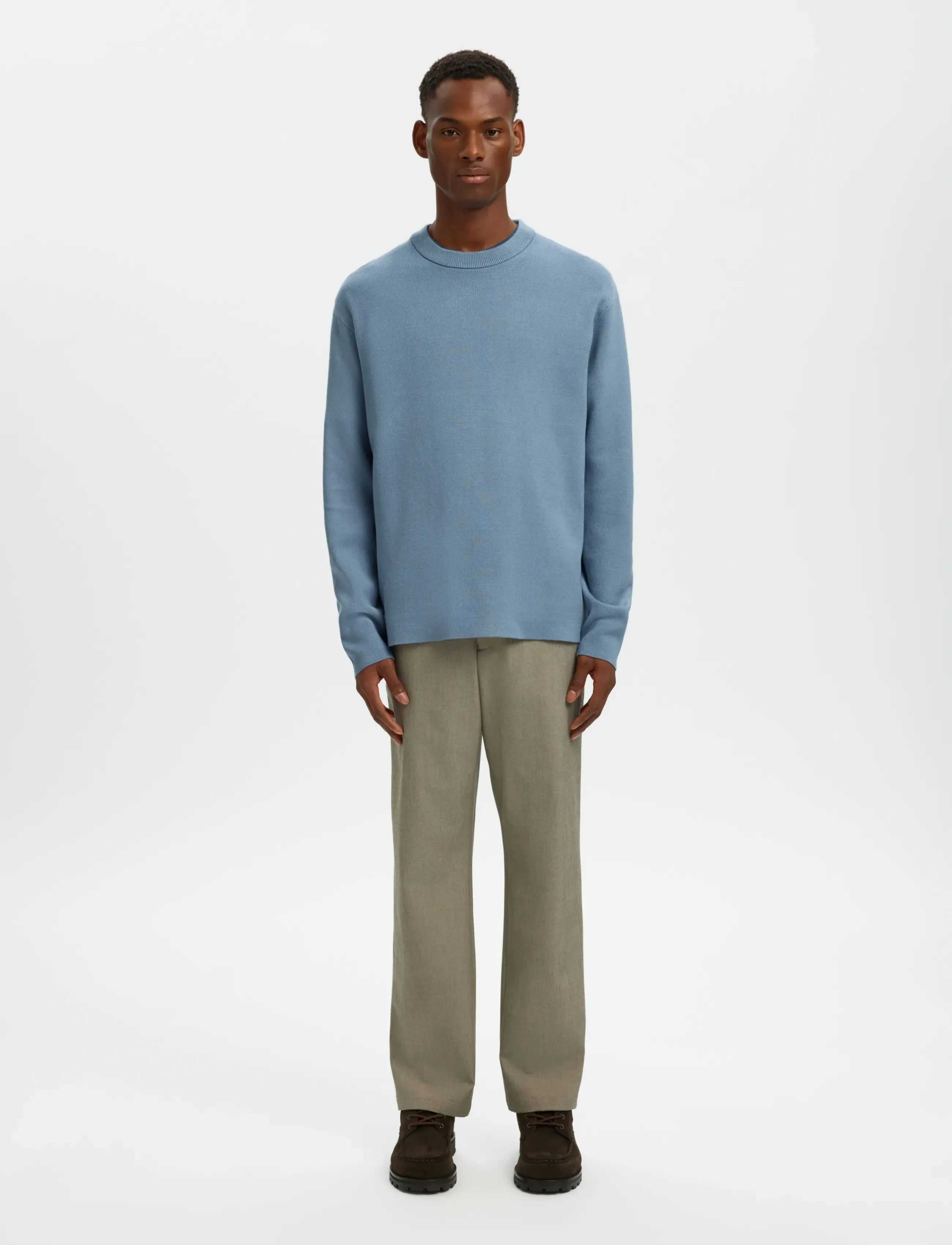 Selected - SLHTELLER FN RELAXED CREW NECK NOOS - rund hals - dusty blue - 3