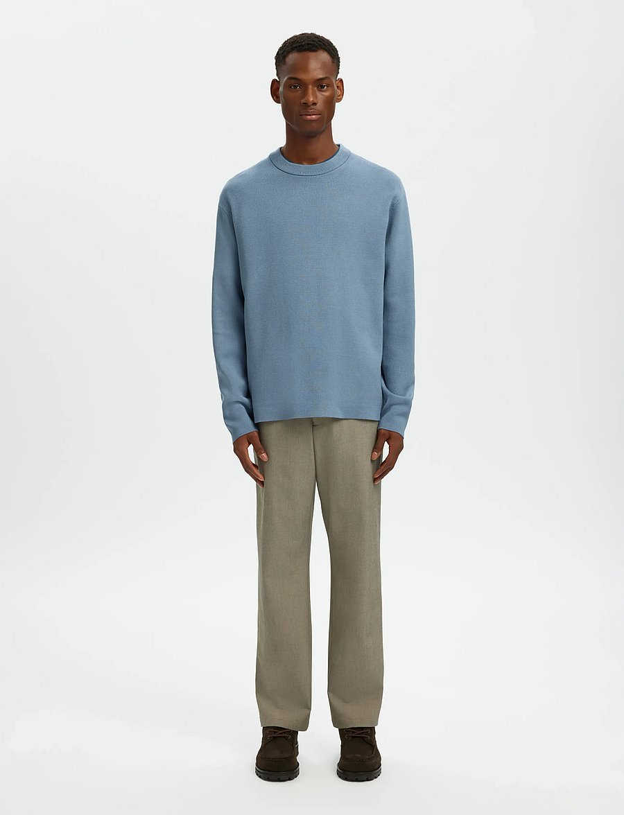 Selected - SLHTELLER FN RELAXED CREW NECK NOOS - rundhals - dusty blue - 3