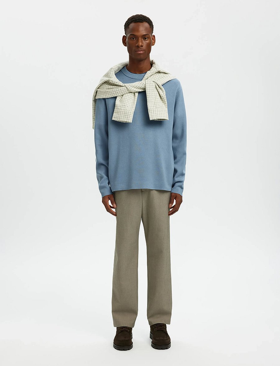 Selected - SLHTELLER FN RELAXED CREW NECK NOOS - rundhals - dusty blue - 5
