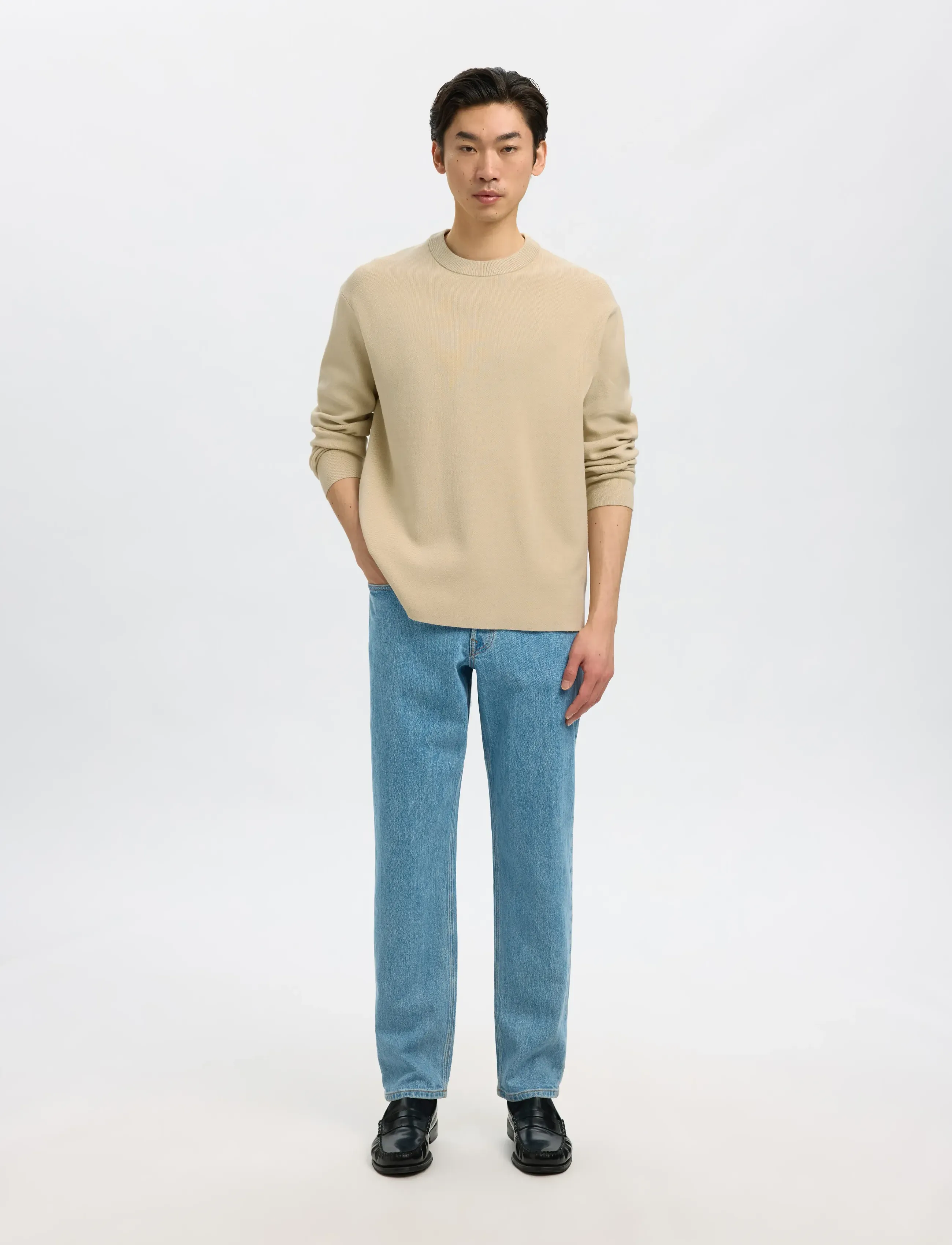 Selected - SLHTELLER FN RELAXED CREW NECK NOOS - rund hals - oatmeal - 3