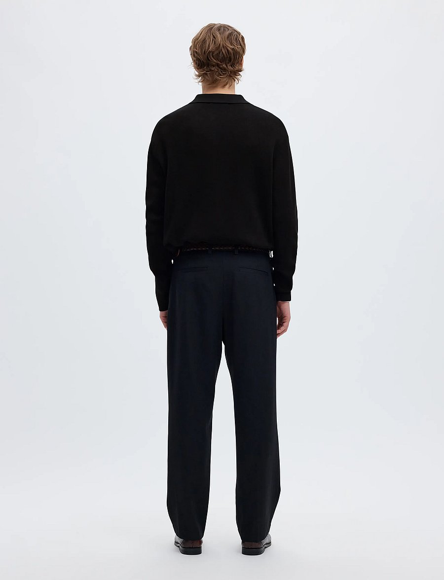 Selected - SLMTELLER FN HALF ZIP POLO NOOS - pikkade varrukatega kootud polod - black - 2