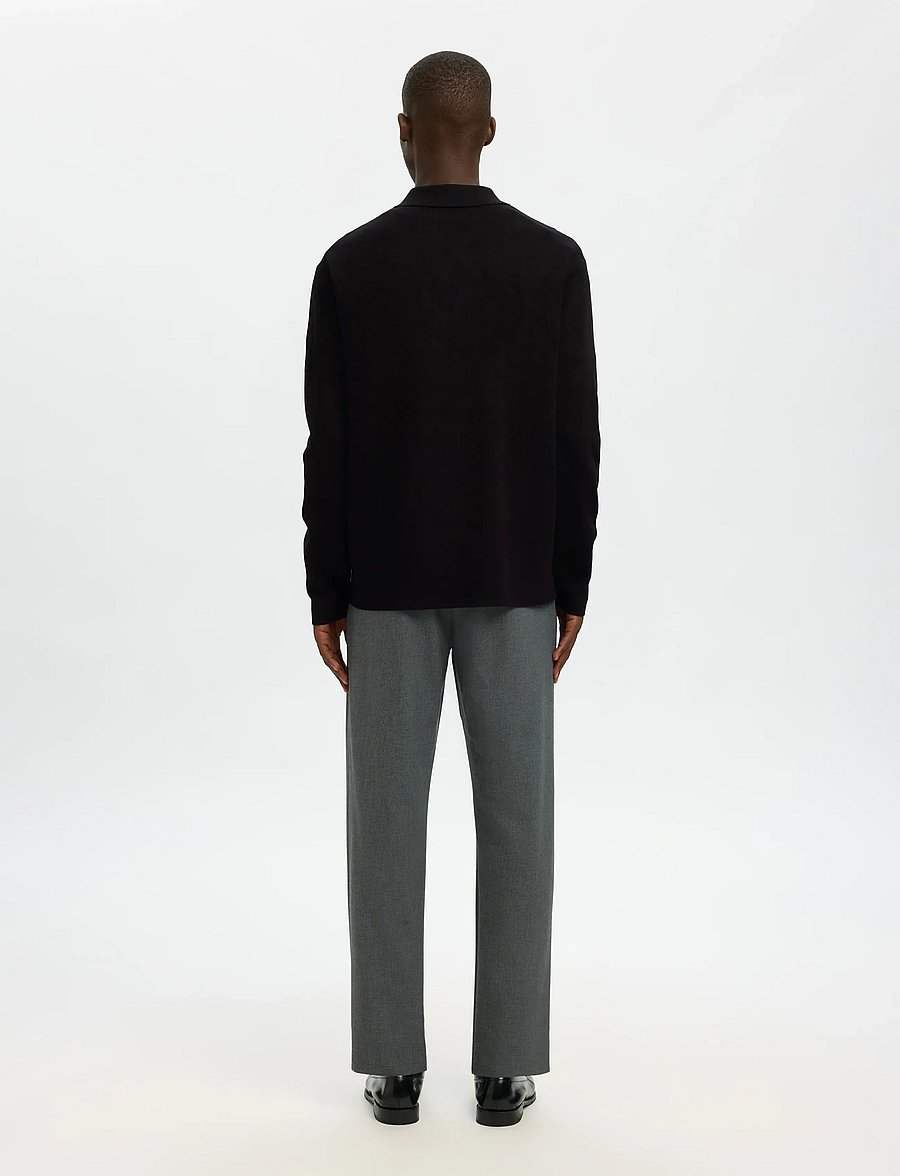 Selected - SLMTELLER FN HALF ZIP POLO NOOS - langärmelige strick-polohemden - black - 2