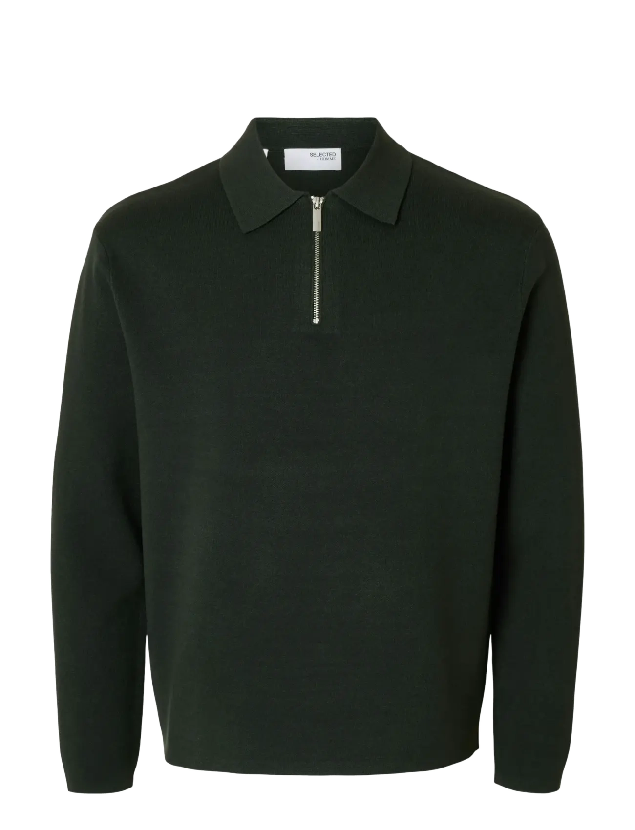 Selected SLHTELLER FN RELAXED HALF ZIP POLO NOOS - Tøj - DEEP FOREST / khaki/green
