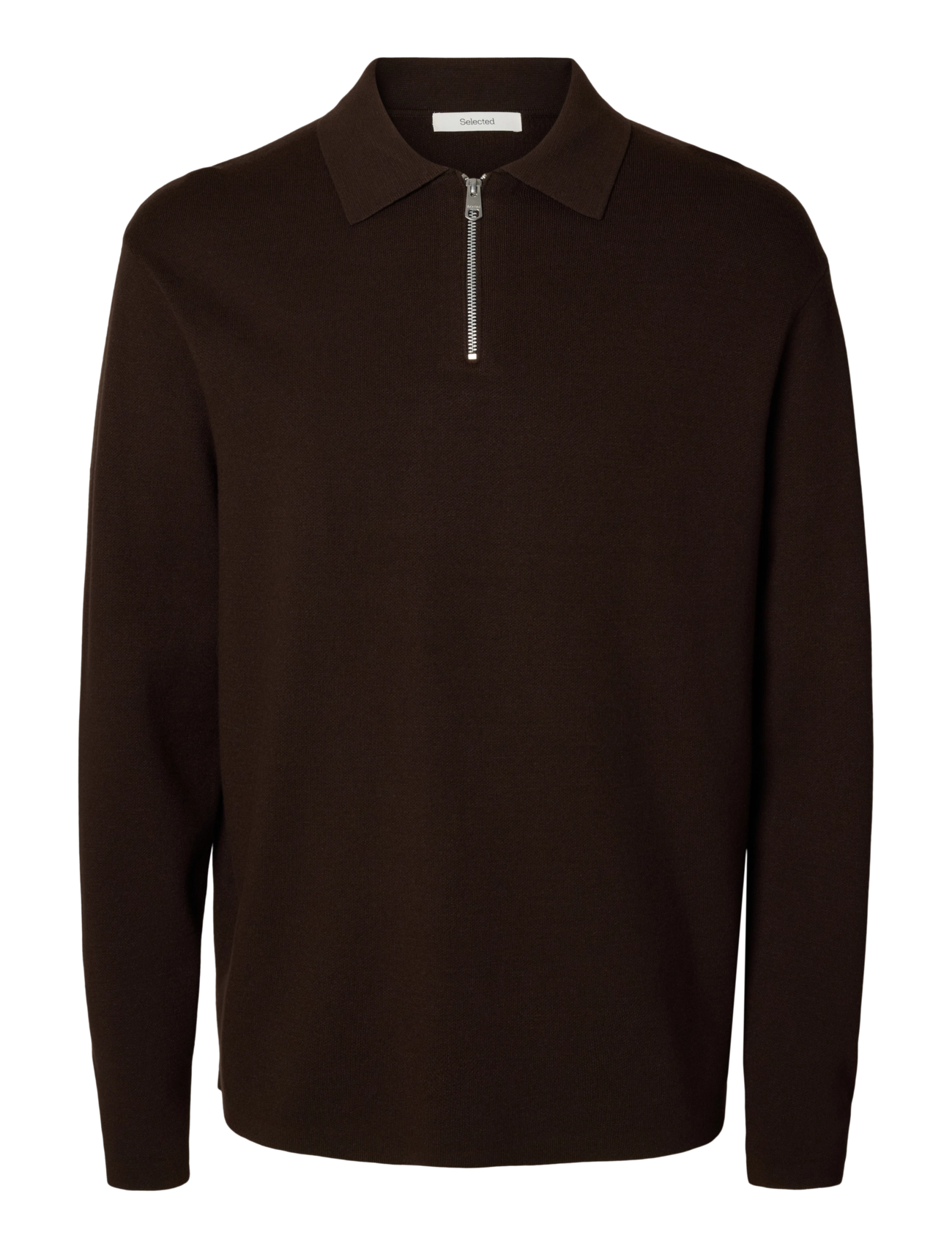 Selected SLMTELLER FN HALF ZIP POLO NOOS - Selected - DELICIOSO / brown