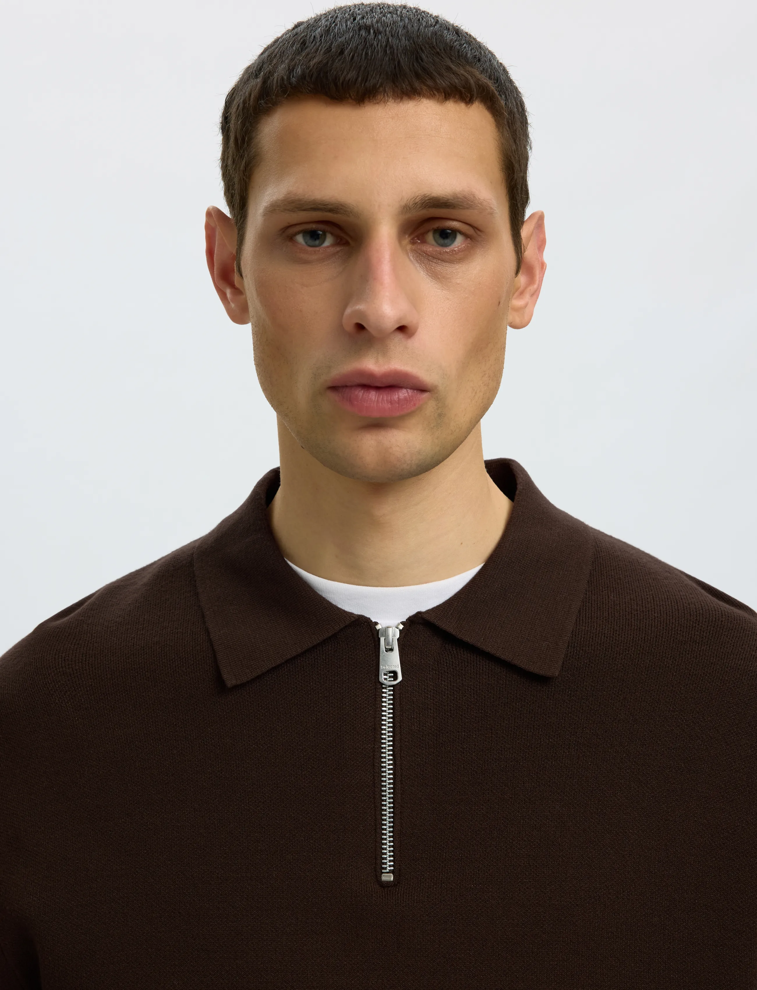 Selected - SLMTELLER FN HALF ZIP POLO NOOS - långärmade stickade pikétröjor - delicioso - 4