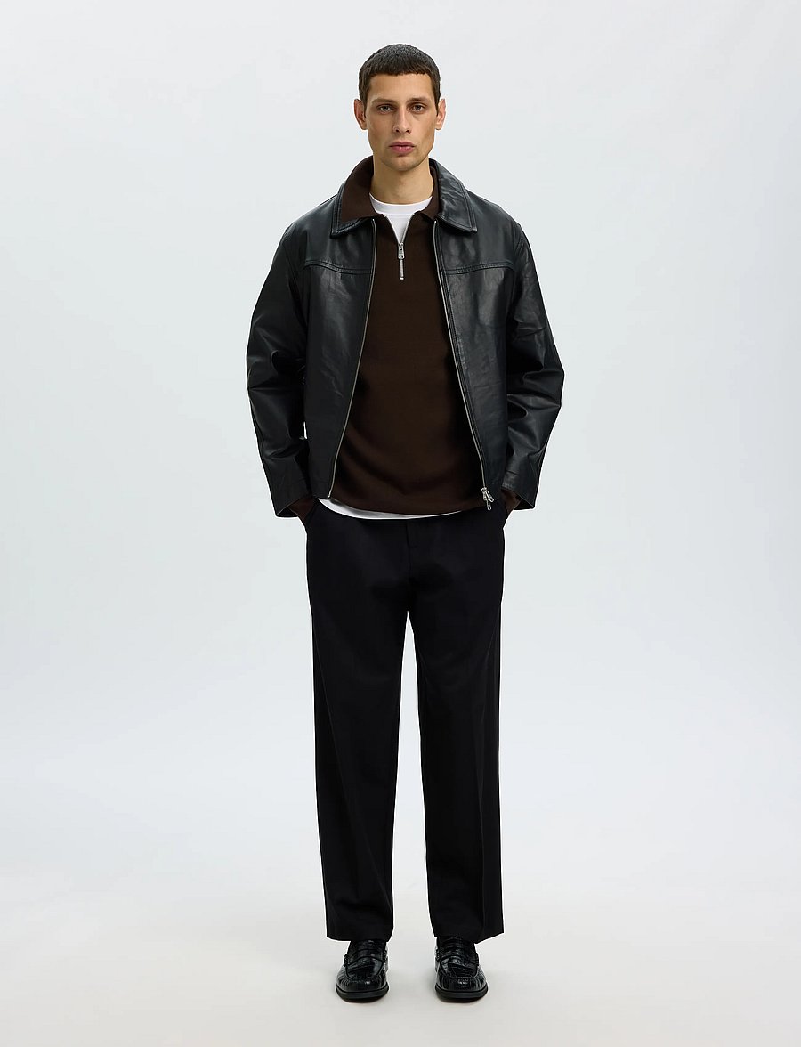 Selected - SLMTELLER FN HALF ZIP POLO NOOS - langärmelige strick-polohemden - delicioso - 5