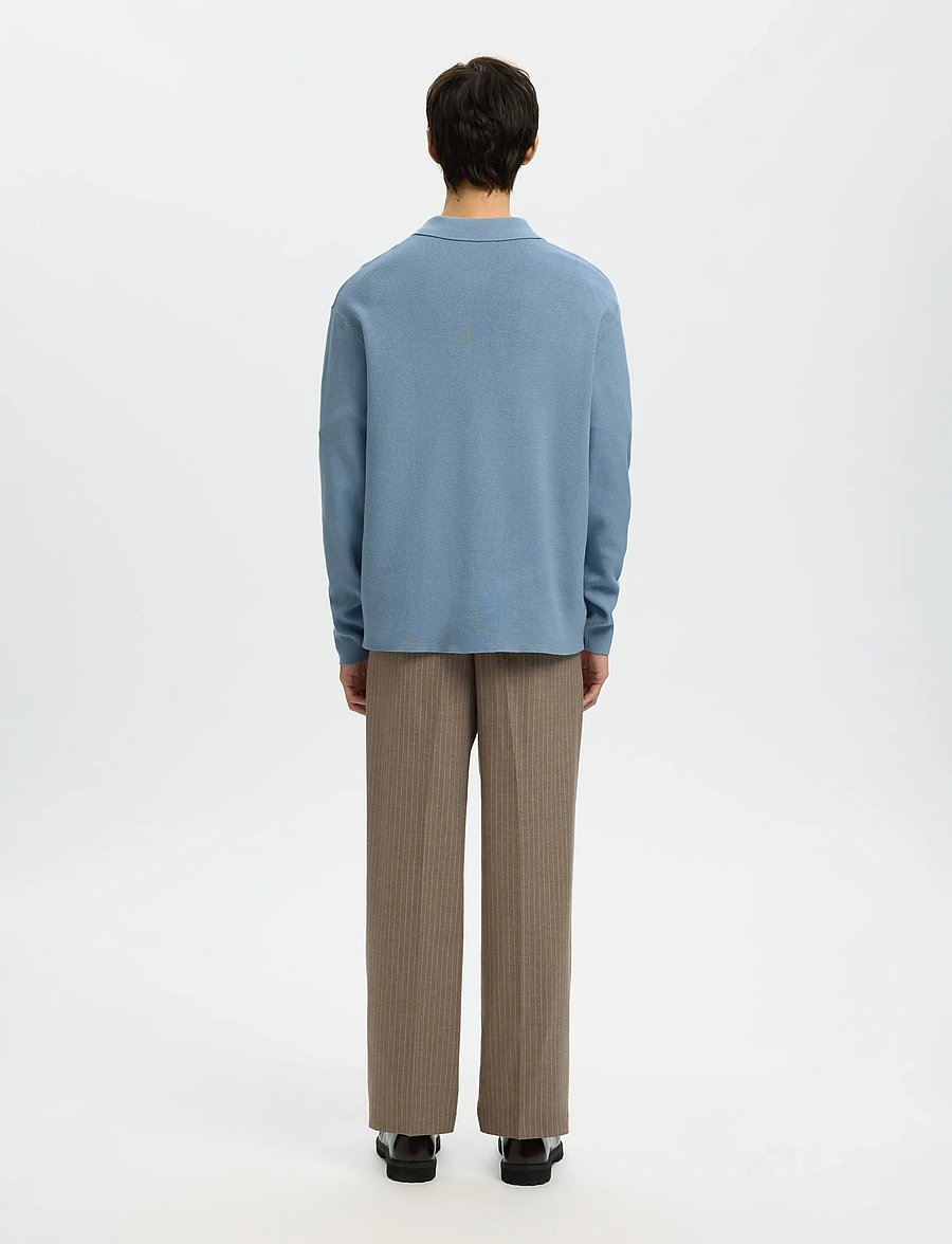 Selected - SLMTELLER FN HALF ZIP POLO NOOS - pikkade varrukatega kootud polod - dusty blue - 2