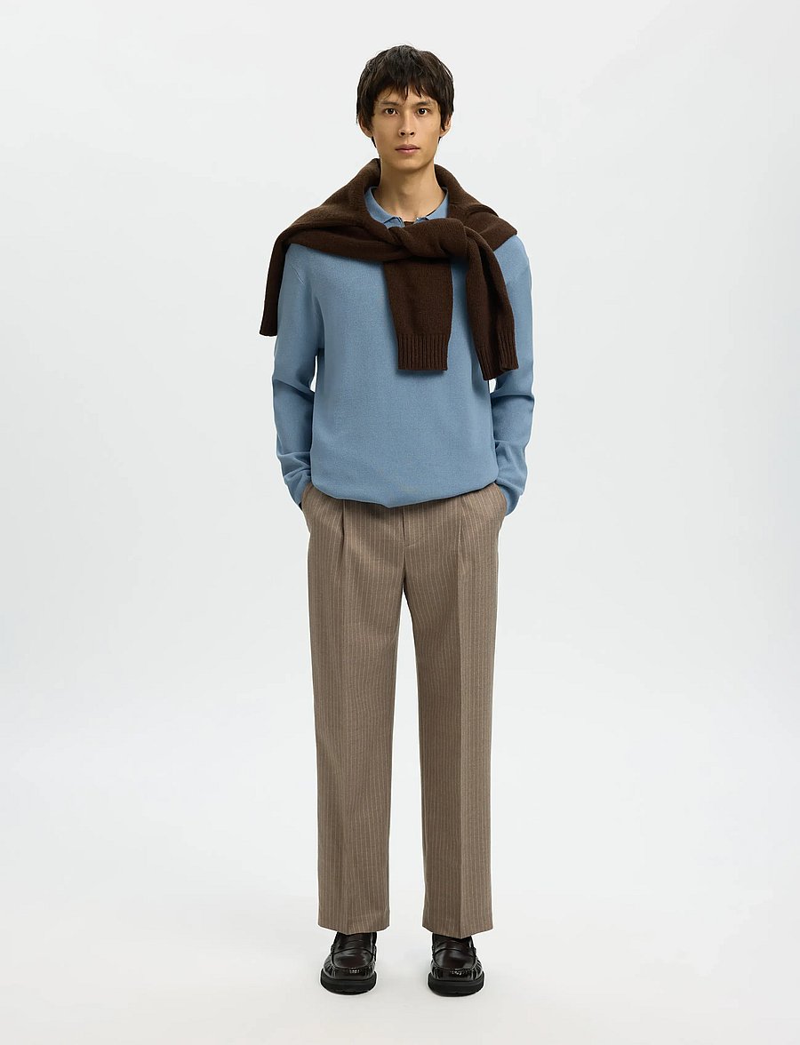 Selected - SLMTELLER FN HALF ZIP POLO NOOS - pikkade varrukatega kootud polod - dusty blue - 5