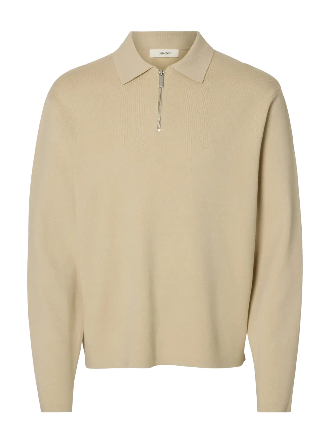 SELECTED Slhteller Fn Half Zip Polo Noos Cream - XXL - Herren