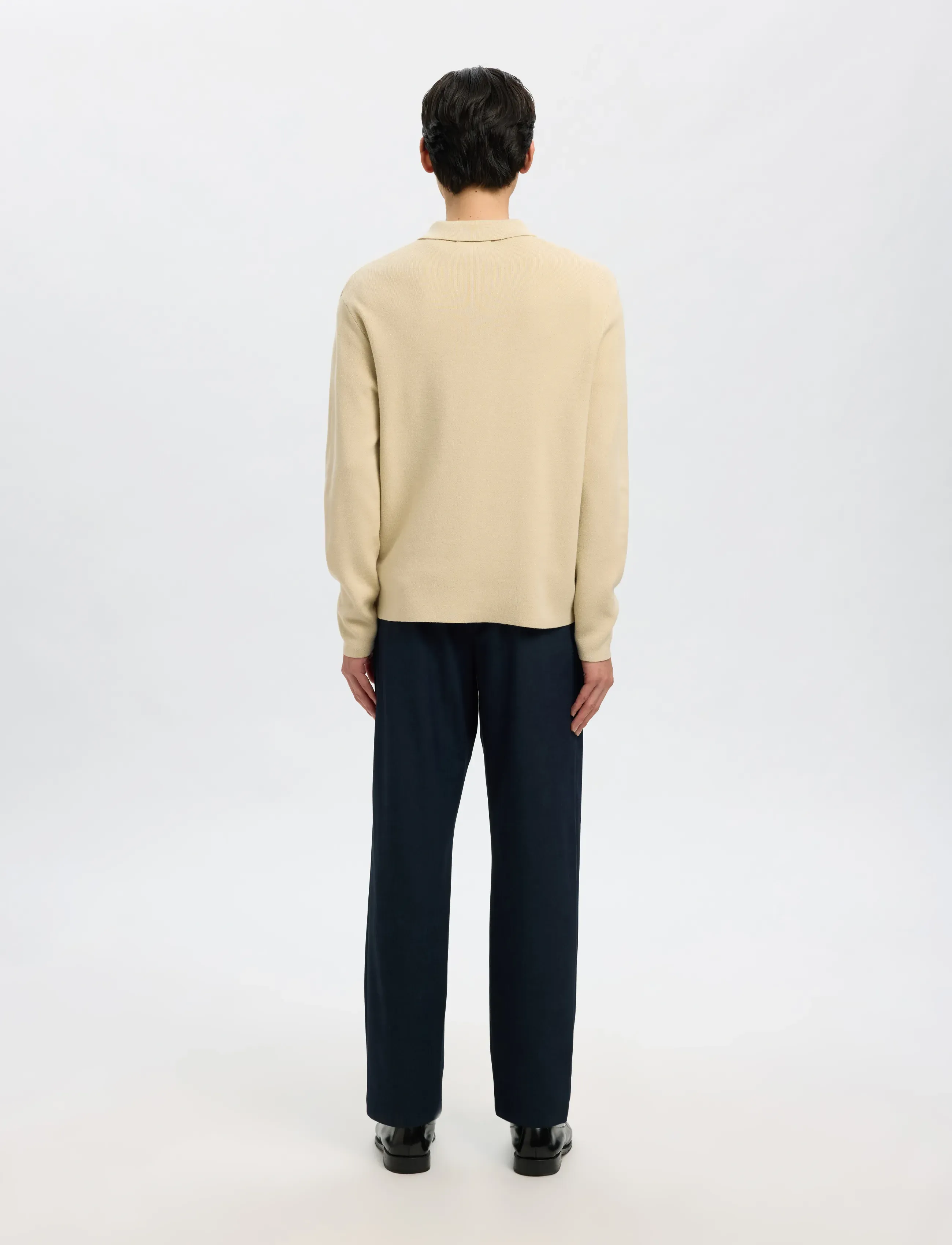 Selected - SLMTELLER FN HALF ZIP POLO NOOS - poloer i strik med lange ærmer - oatmeal - 2
